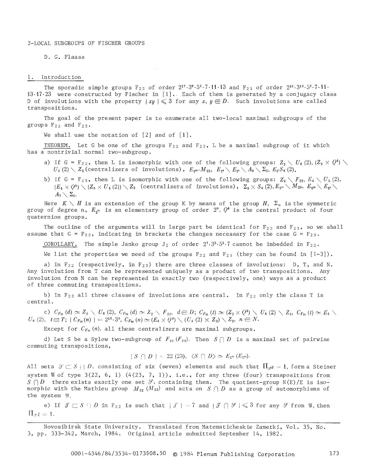 2-Local subgroups of Fischer groups by 2-Local subgroups of Fischer groups (1984)(6s)