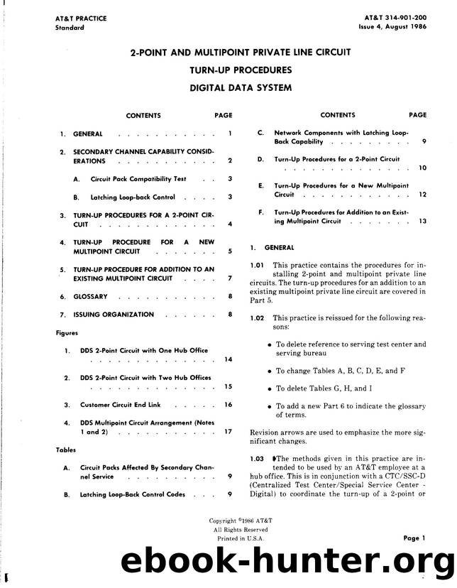 2-Point and Multipoint Private Line Circuit Turn-Up Procedures Digital Data System by AT&&T |