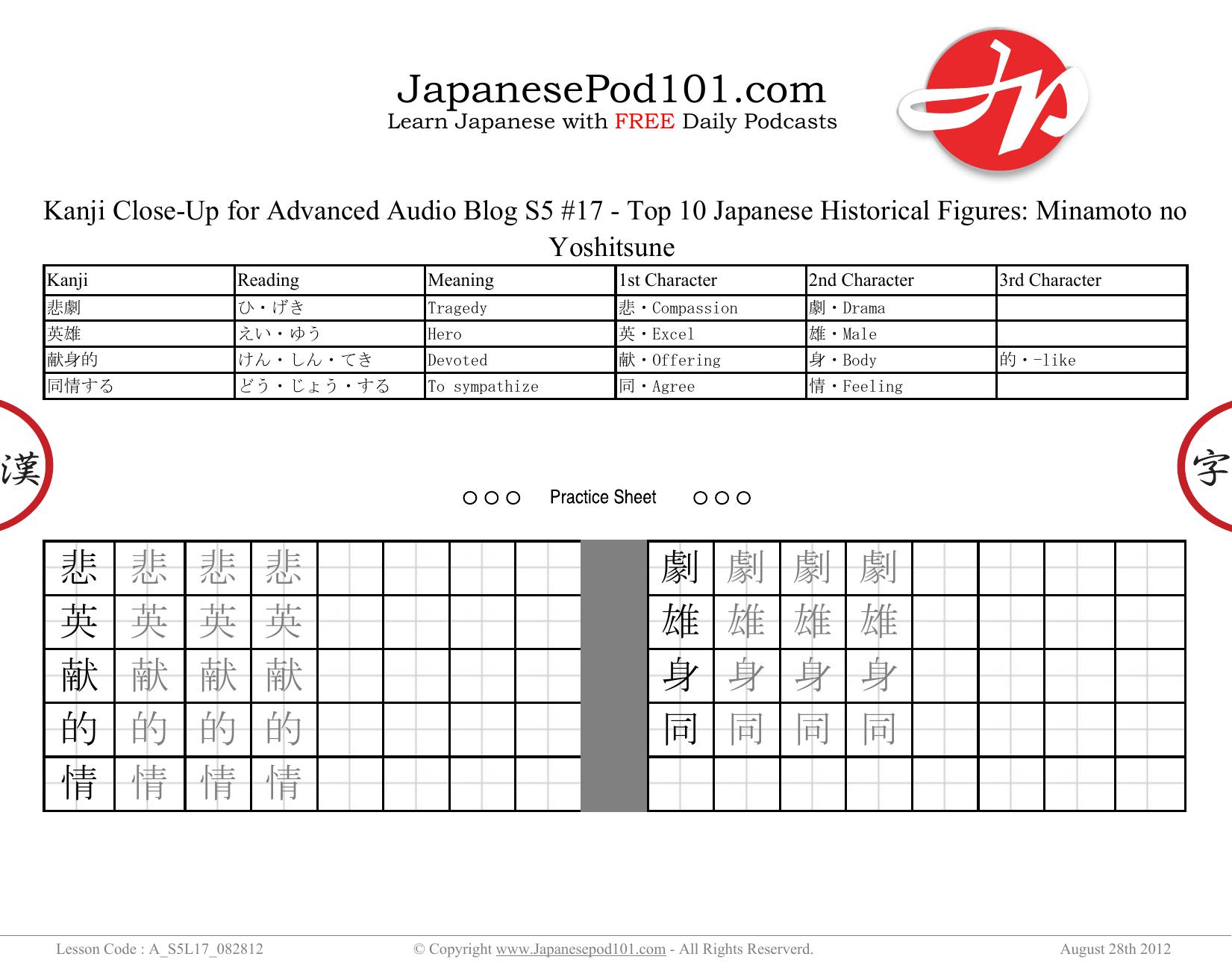 2. Top 10 Japanese Historical Figures Minamoto no Yoshitsune by Kanji Close-Up