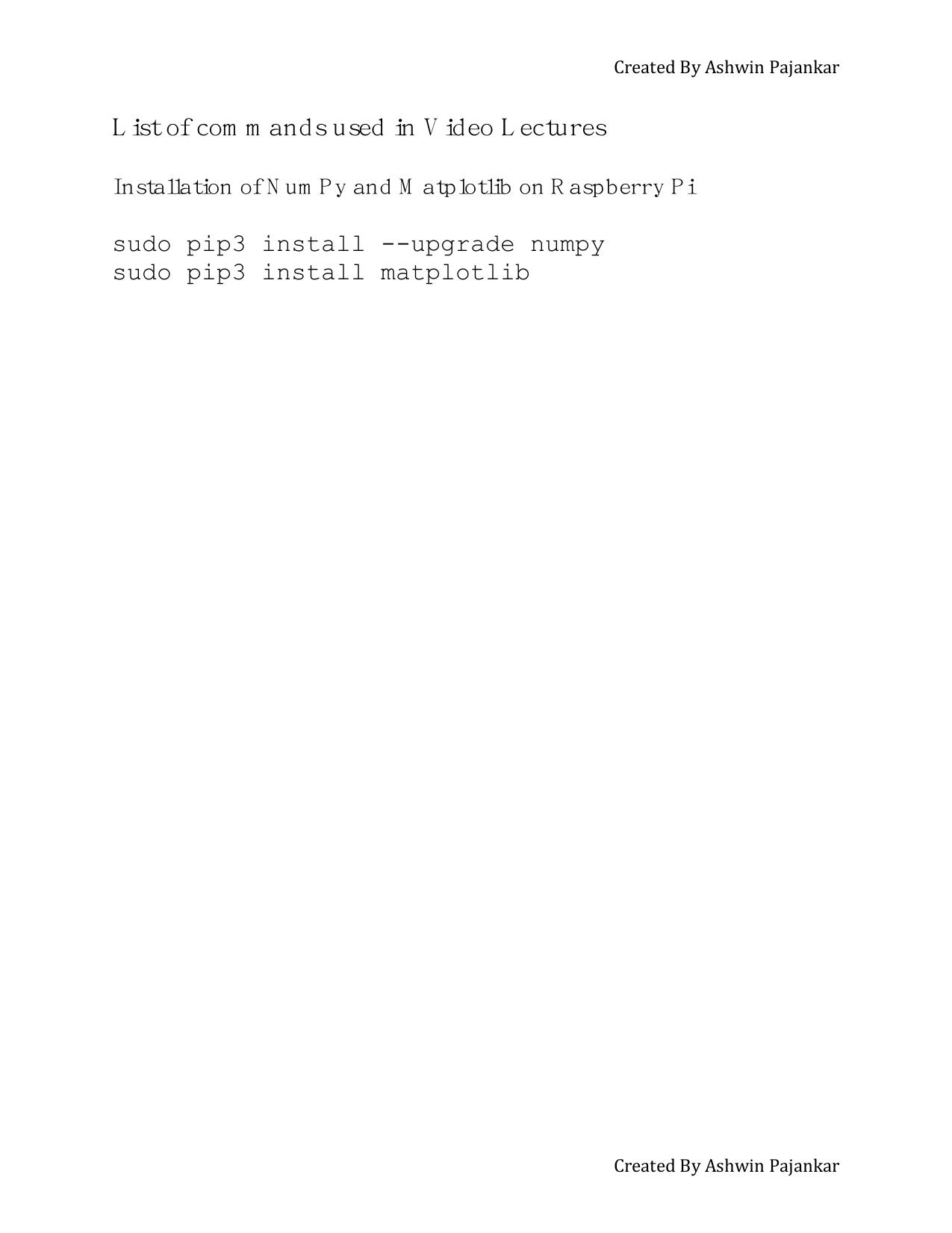 2.1 02 Installing NumPy and Matplotlib on Raspberry Pi.pdf by Ashwin