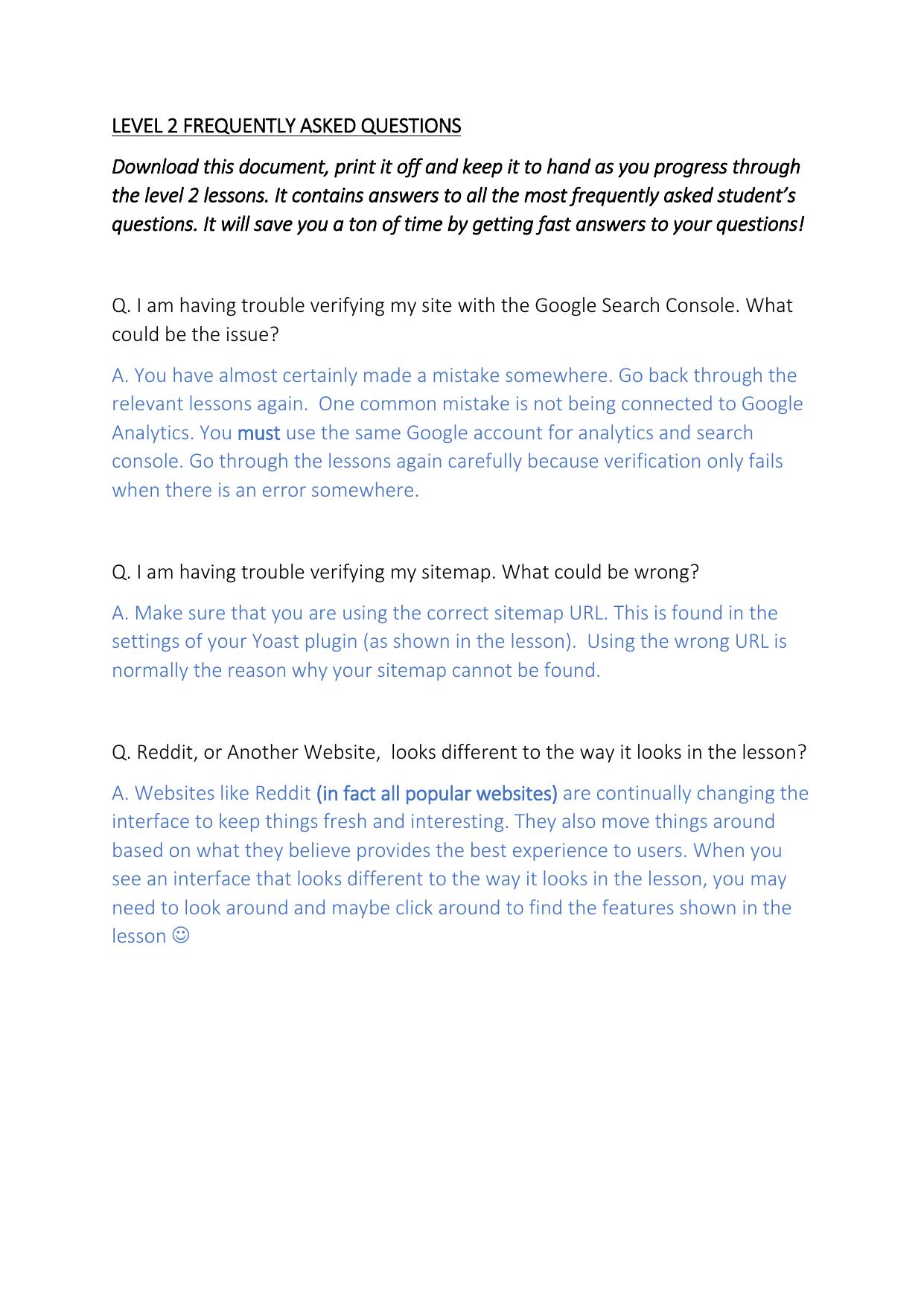 2.1 LEVEL 2 FREQUENTLY ASKED QUESTIONS.pdf by Julie Wilson