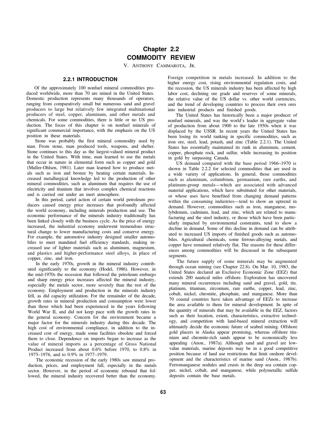 2.2 Commodity Review by Society for Mining Metallurgy & Exploration Inc