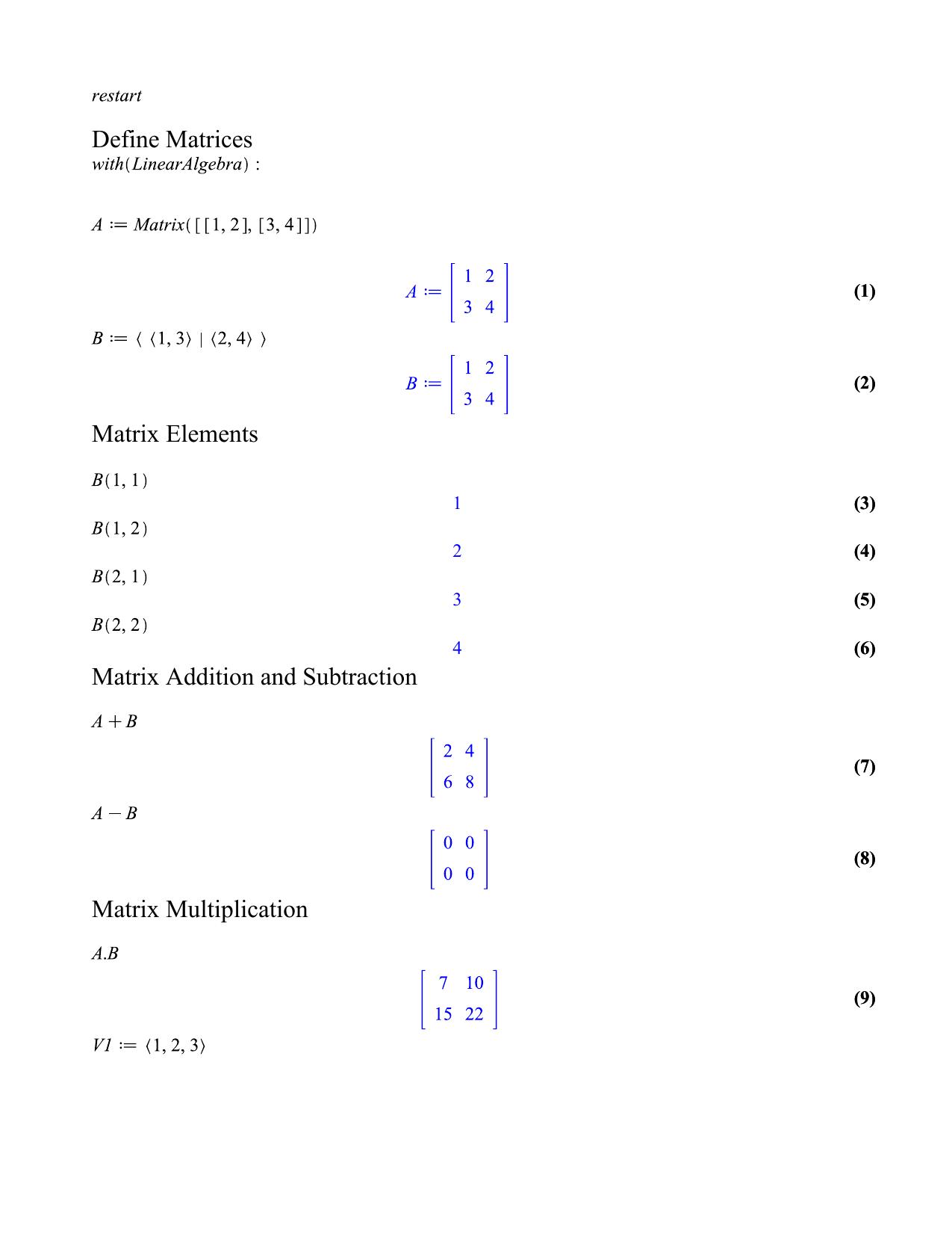 2.2 Matrix Operations by Unknown
