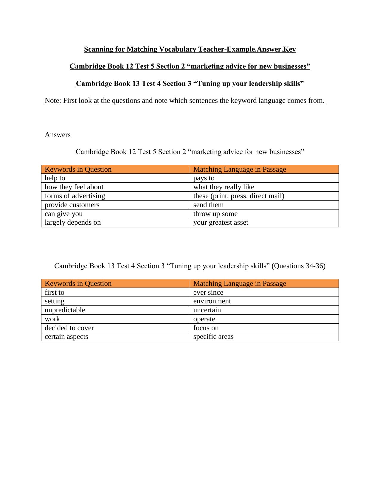 2.2 Scanning for Matching Vocabulary Teacher.Answer.Key by Keino