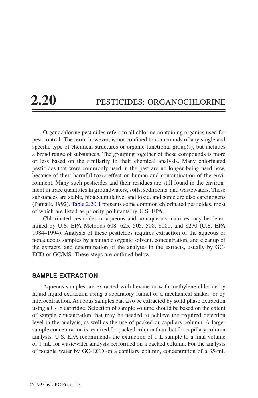 2.20 PESTICIDES: ORGANOCHLORINE by Pradyot Patnaik