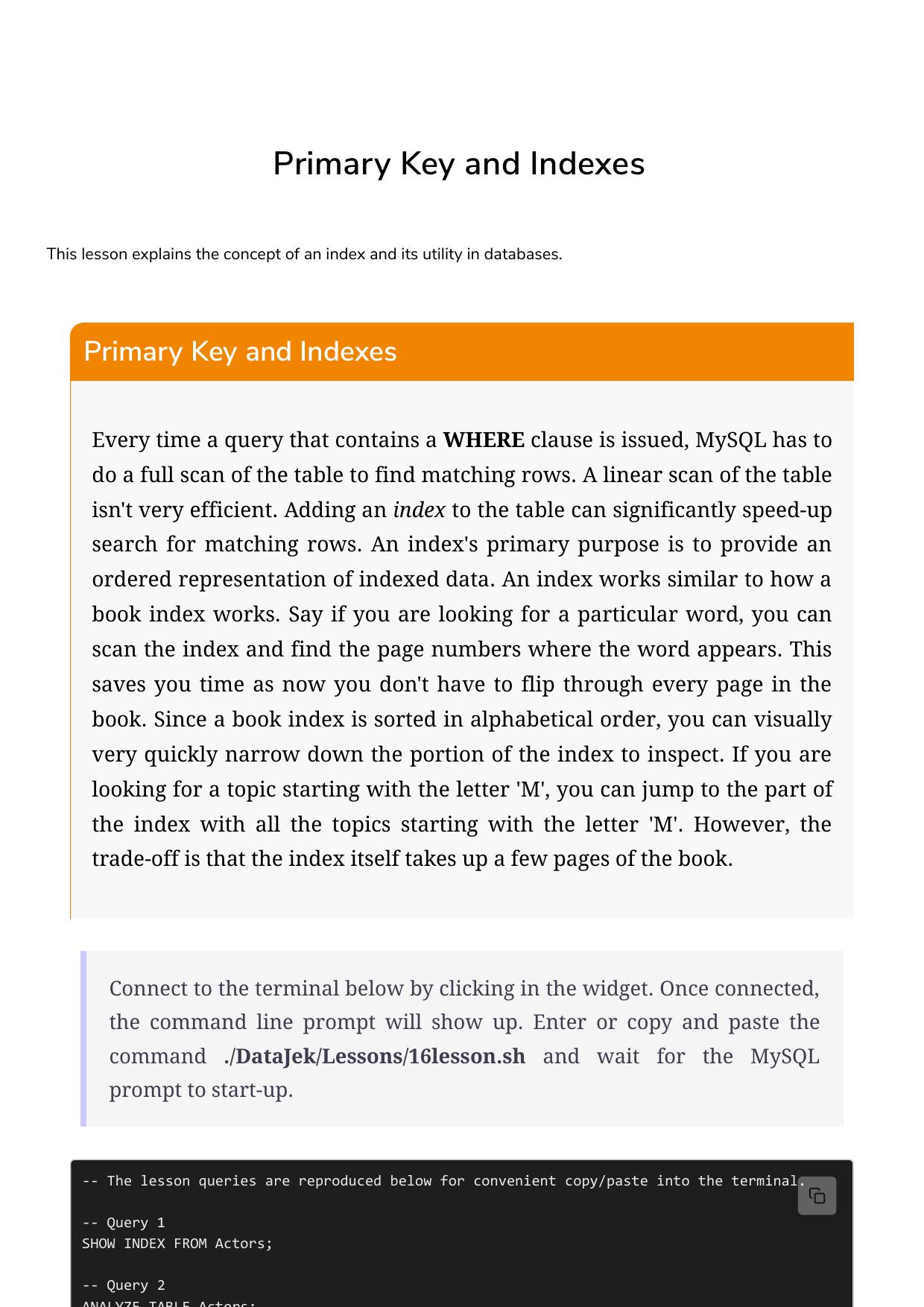 20 Primary Key and Indexes by Unknown