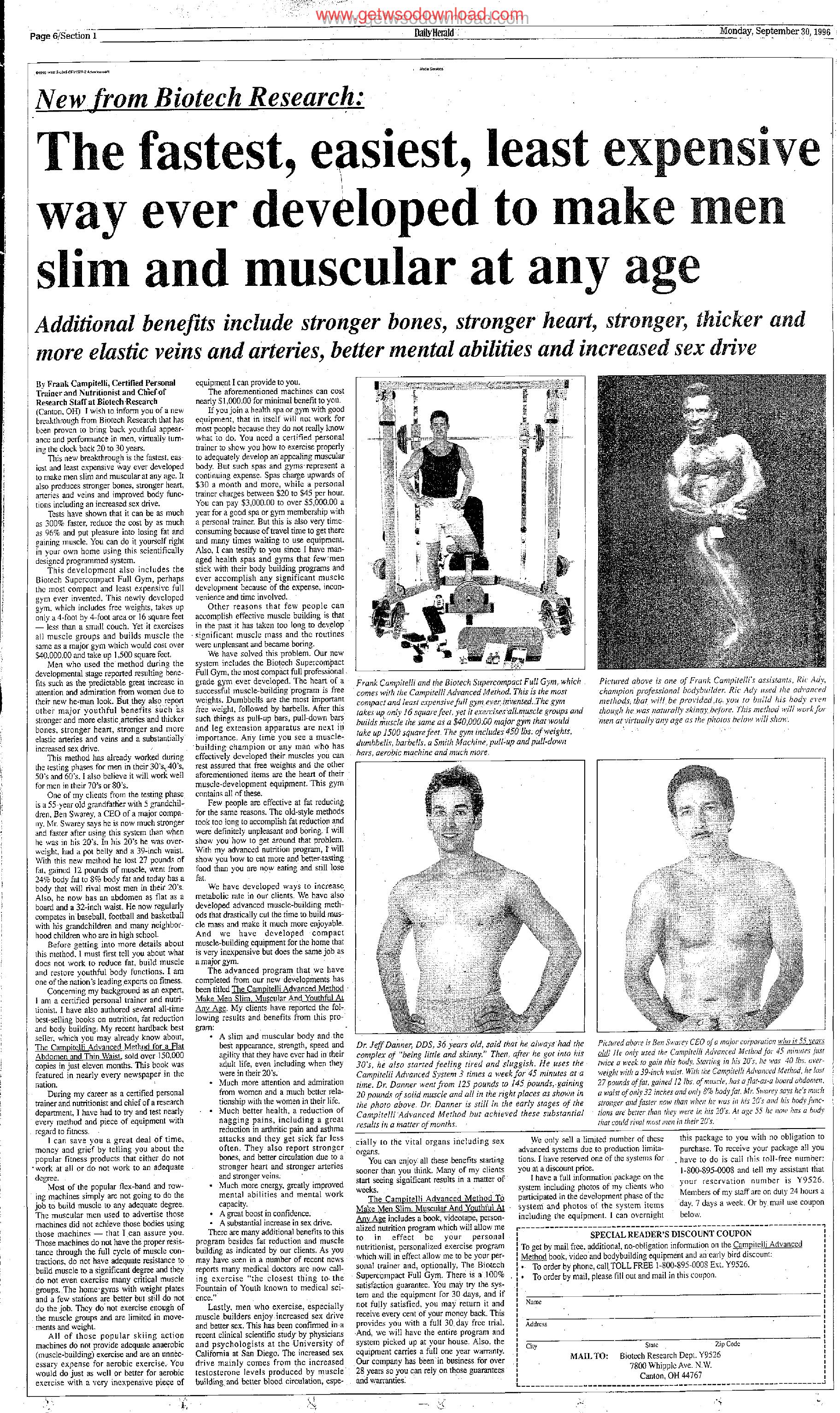 20 The fastest easiest least expensive way ever developed to make men slim by Copyright 2007 Heritage Microfilm Inc. and Newspaperarchive.com