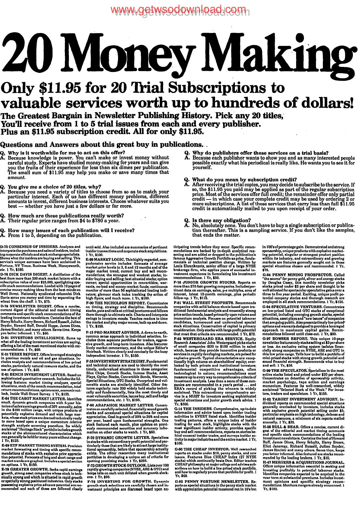 20 money making publications by Unknown