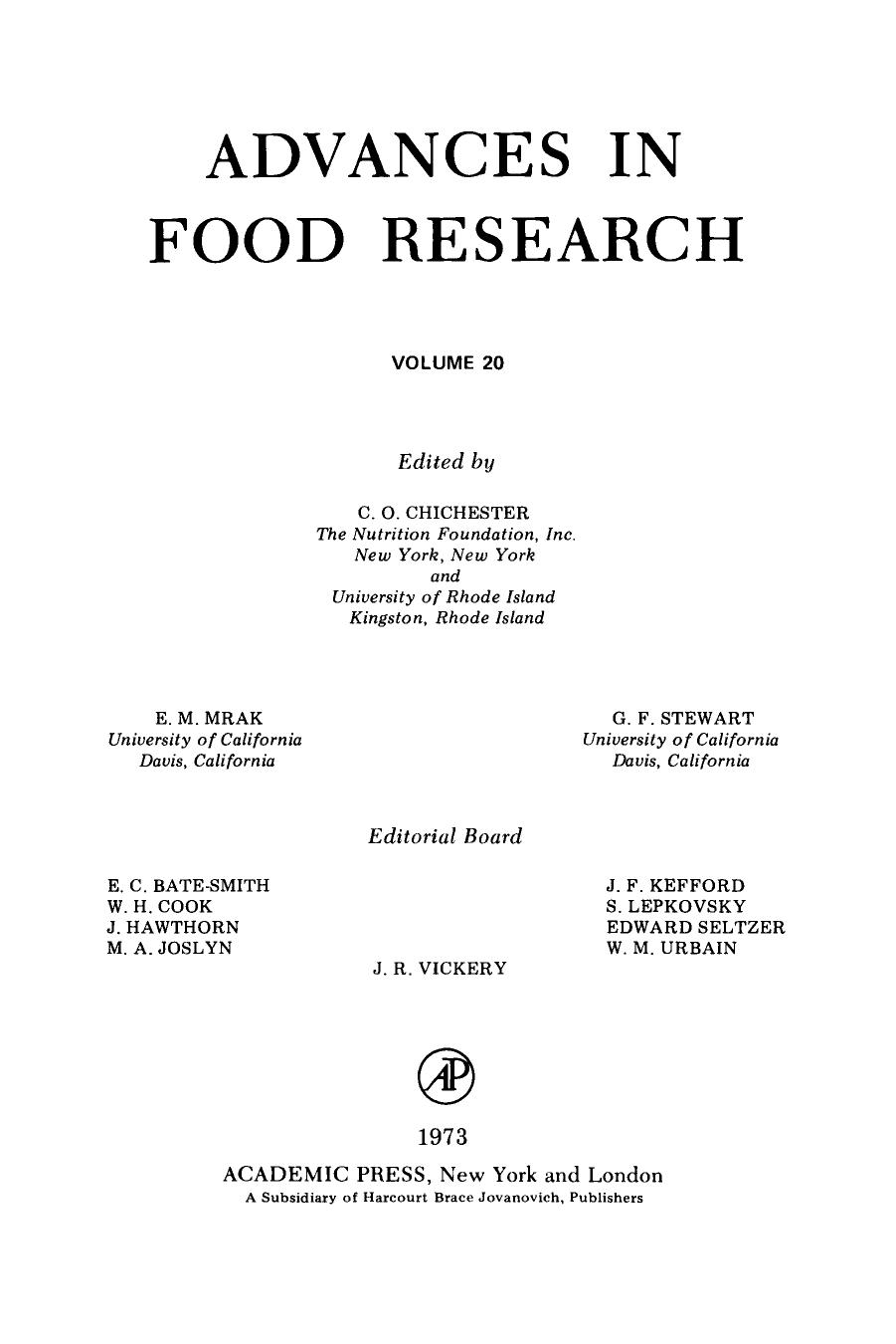 20. Advances in Food Research 20 (1973) by Unknown