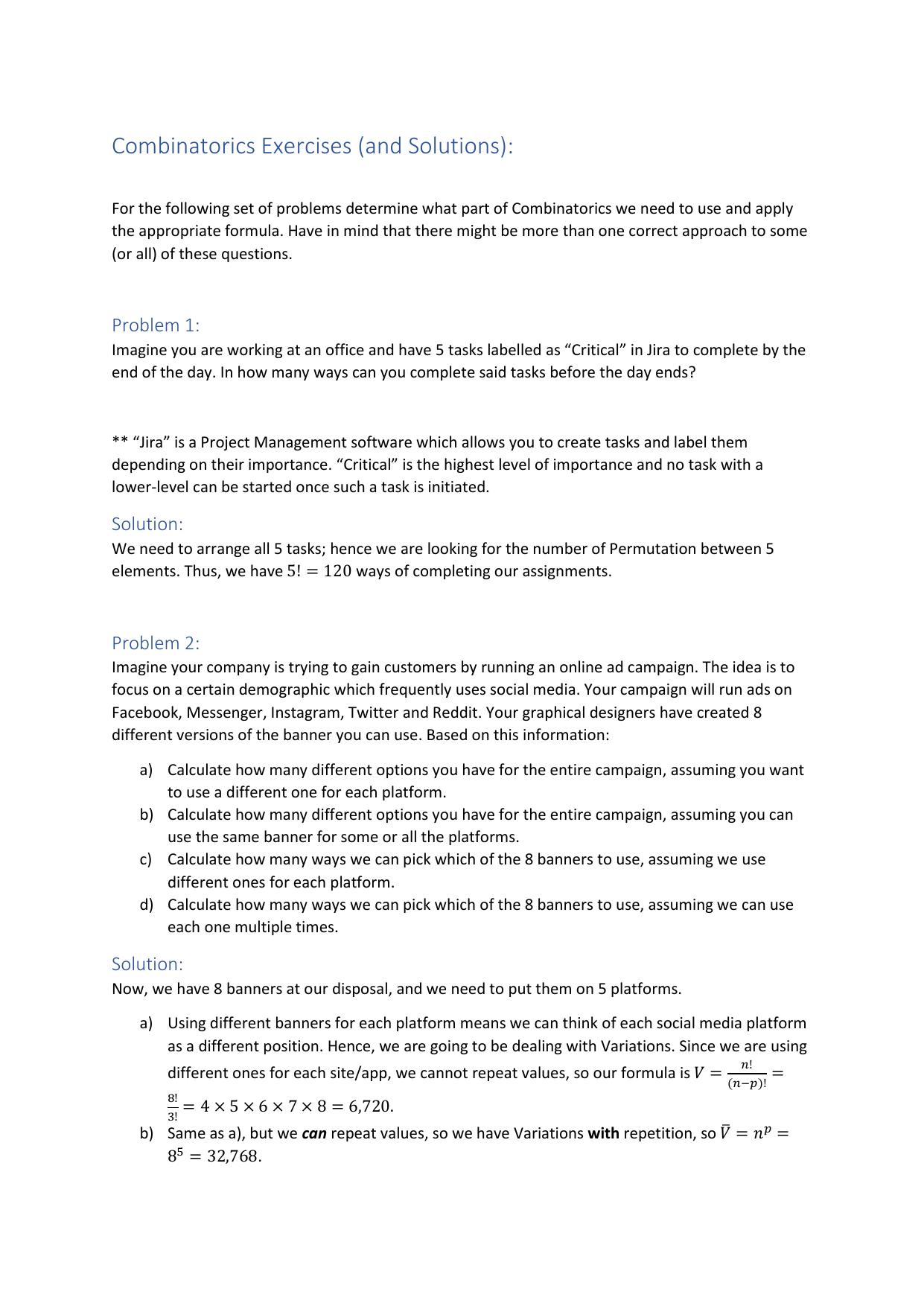 20.2 Additional Exercises Combinatorics Solutions.pdf by 365_Careers_Designer