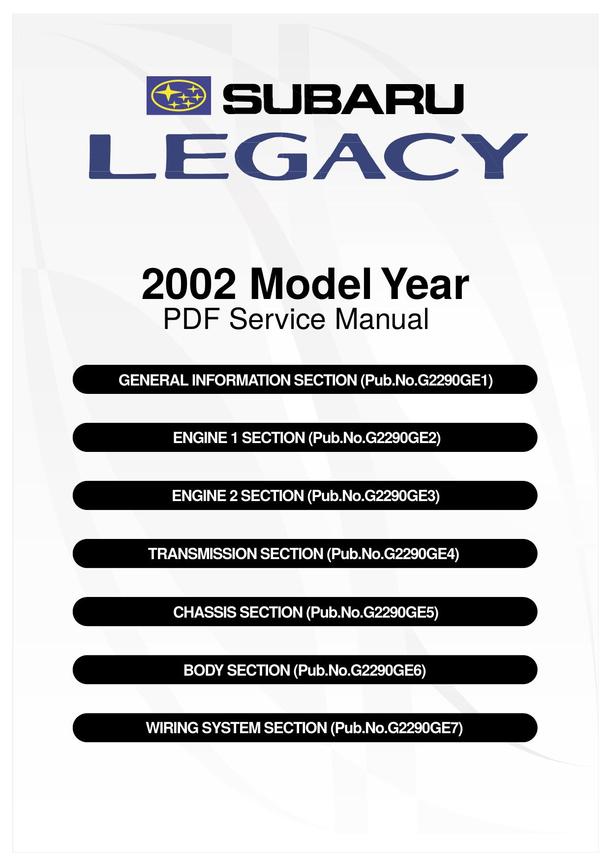 2002 Subaru Legacy Outback Service Manual by Subaru