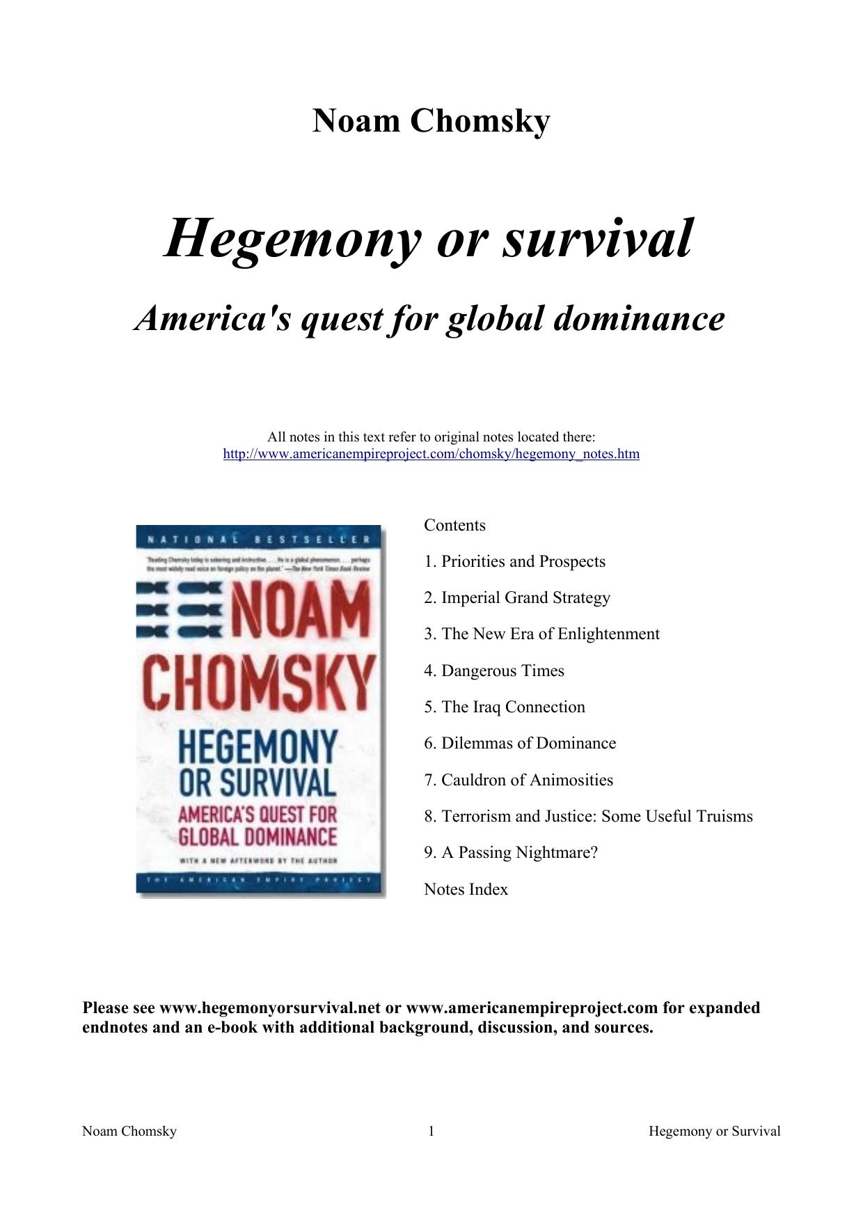 2004 Noam Chomsky - Hegemony or Survival by Cédric Geneste