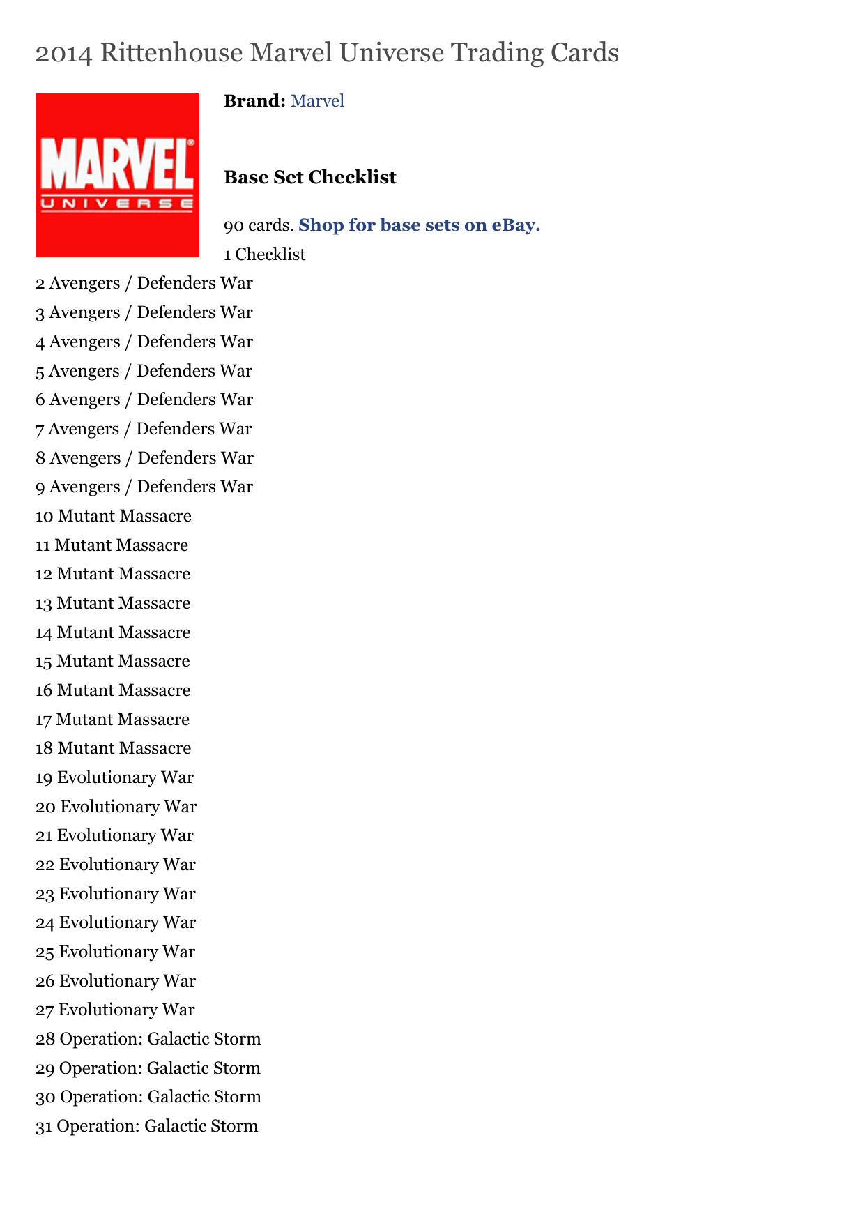 2014 Rittenhouse Marvel Universe Checklist, Set Info, Boxes, More by unknow
