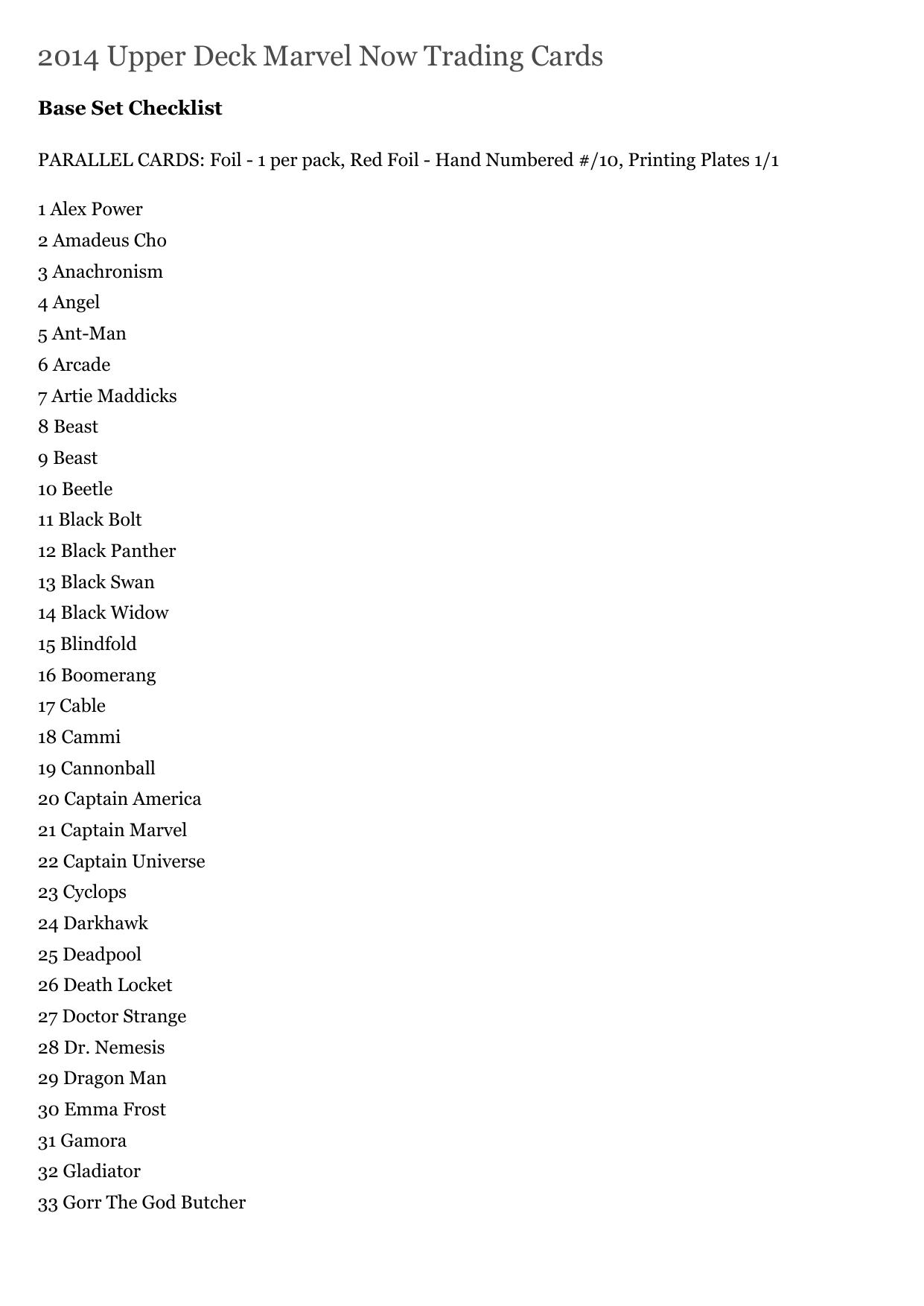 2014 Upper Deck Marvel Now Trading Cards Checklist, Set Info, Boxes by unknow