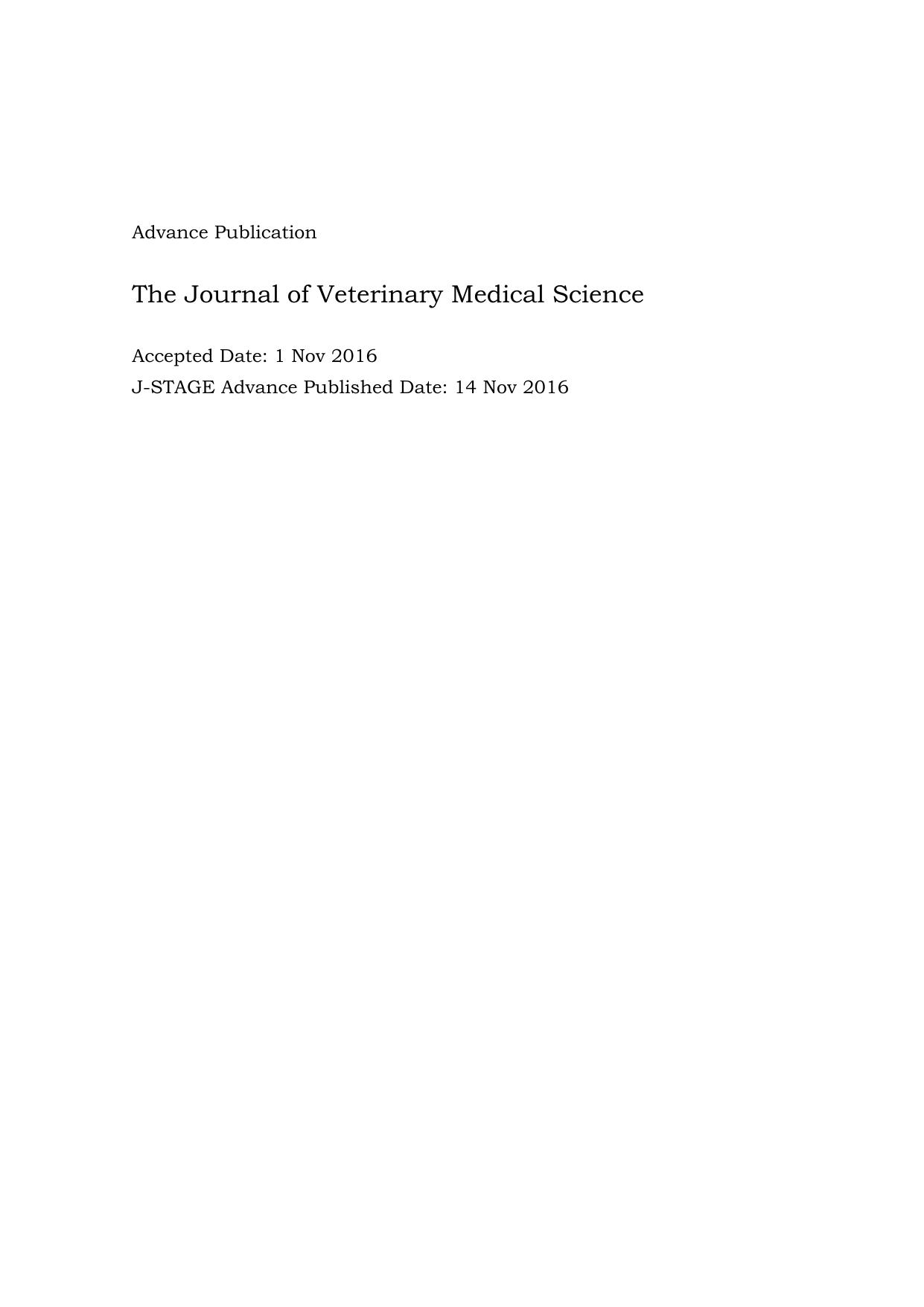 2016 Characterization of canine coronavirus spread among domestic dogs in Vietnam by the Japanese Society of Veterinary Science