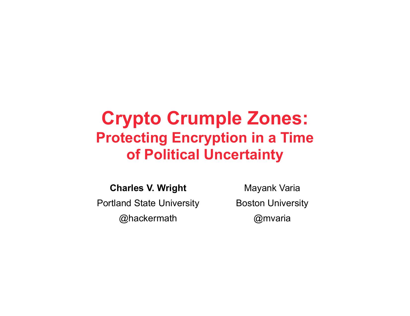 2018-01-18 Enigma Crumple Zones web.pptx by Charles Wright