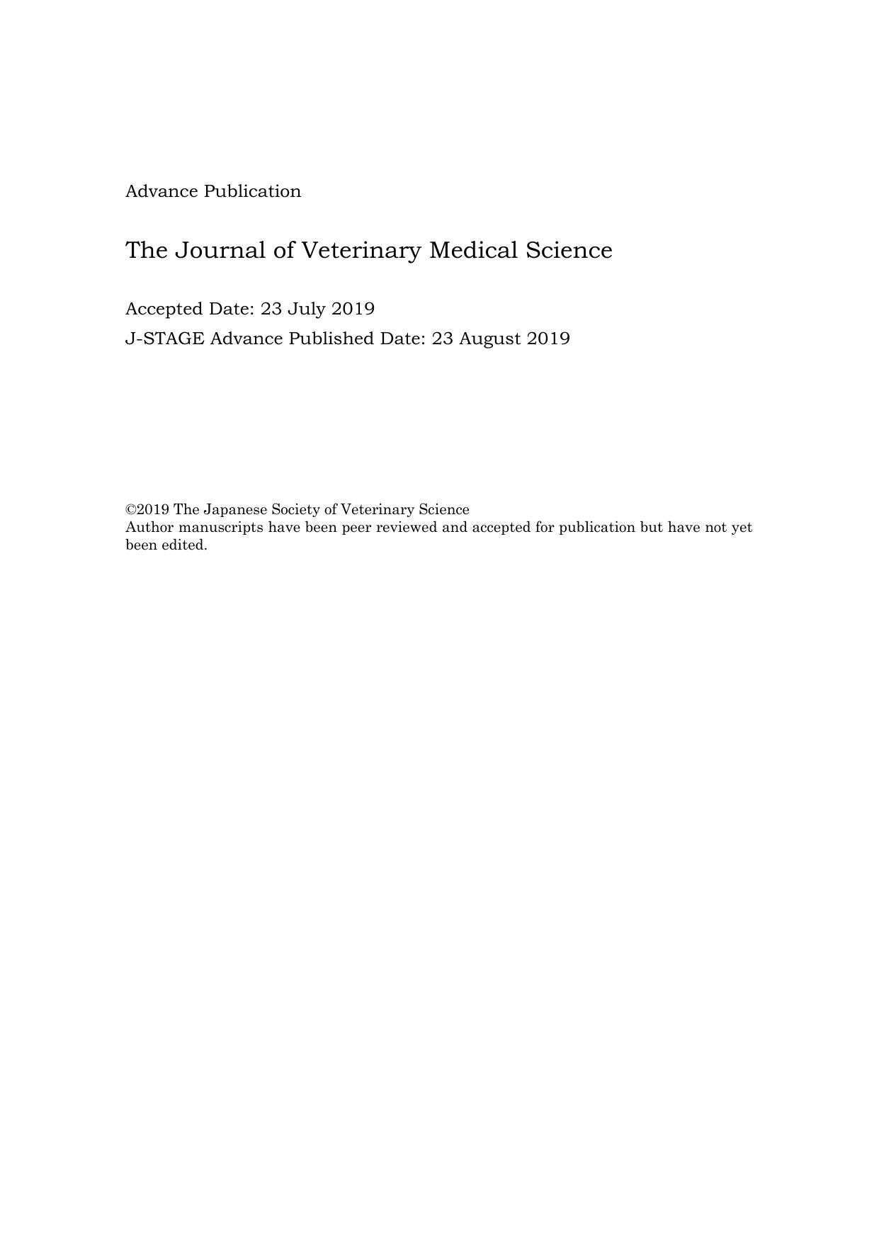 2019 i Feline coronavirus i isolates from a part of Brazil insights into molecular epidemiology and phylogeny inferr by the Japanese Society of Veterinary Science