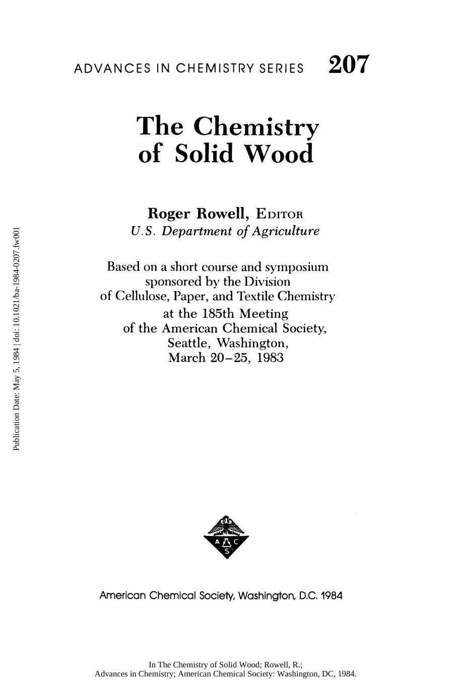 207. The Chemistry of Solid Wood (1984) by Unknown