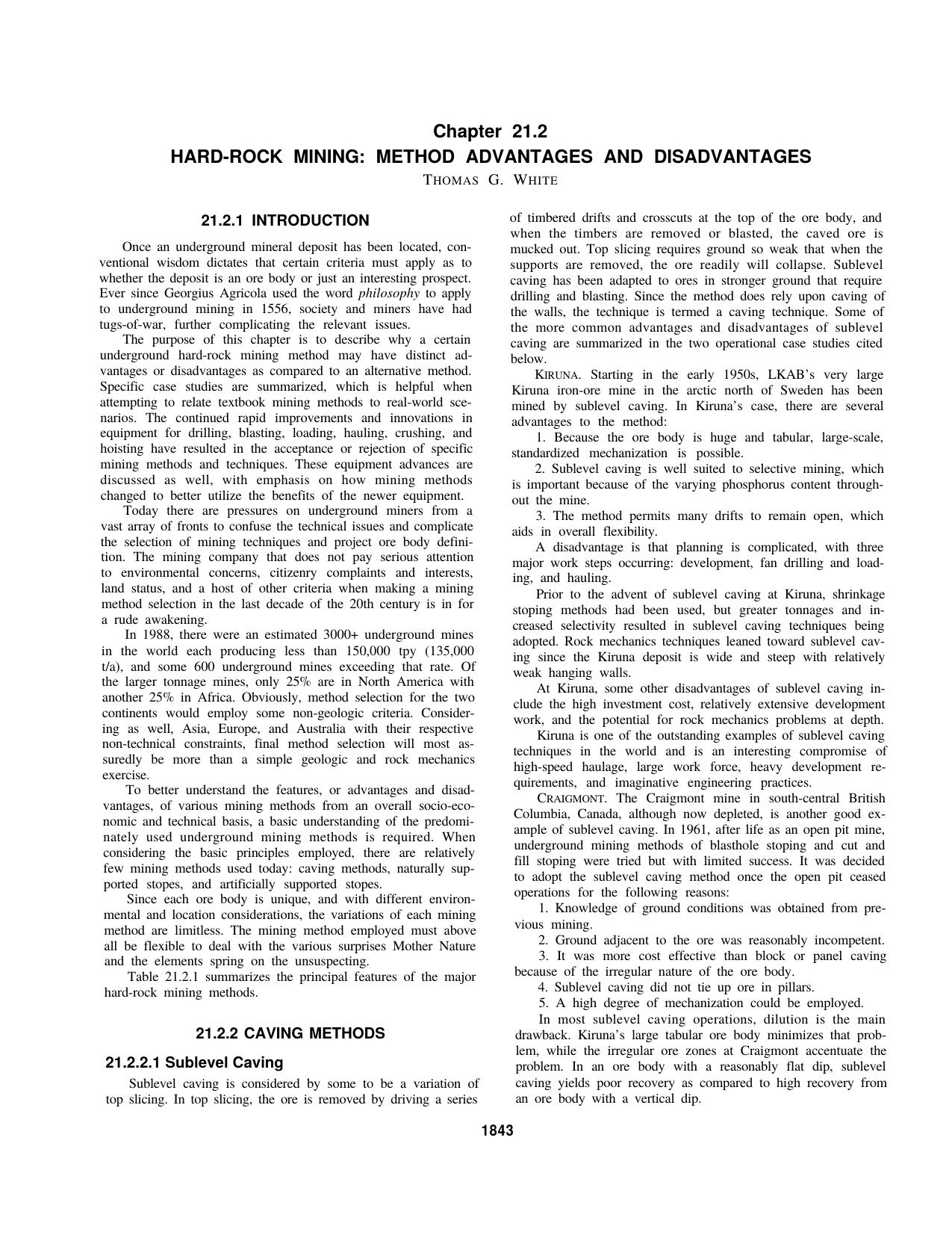 21.2 Hard-Rock Mining: Method Advantages and Dis... by Society for Mining Metallurgy & Exploration Inc