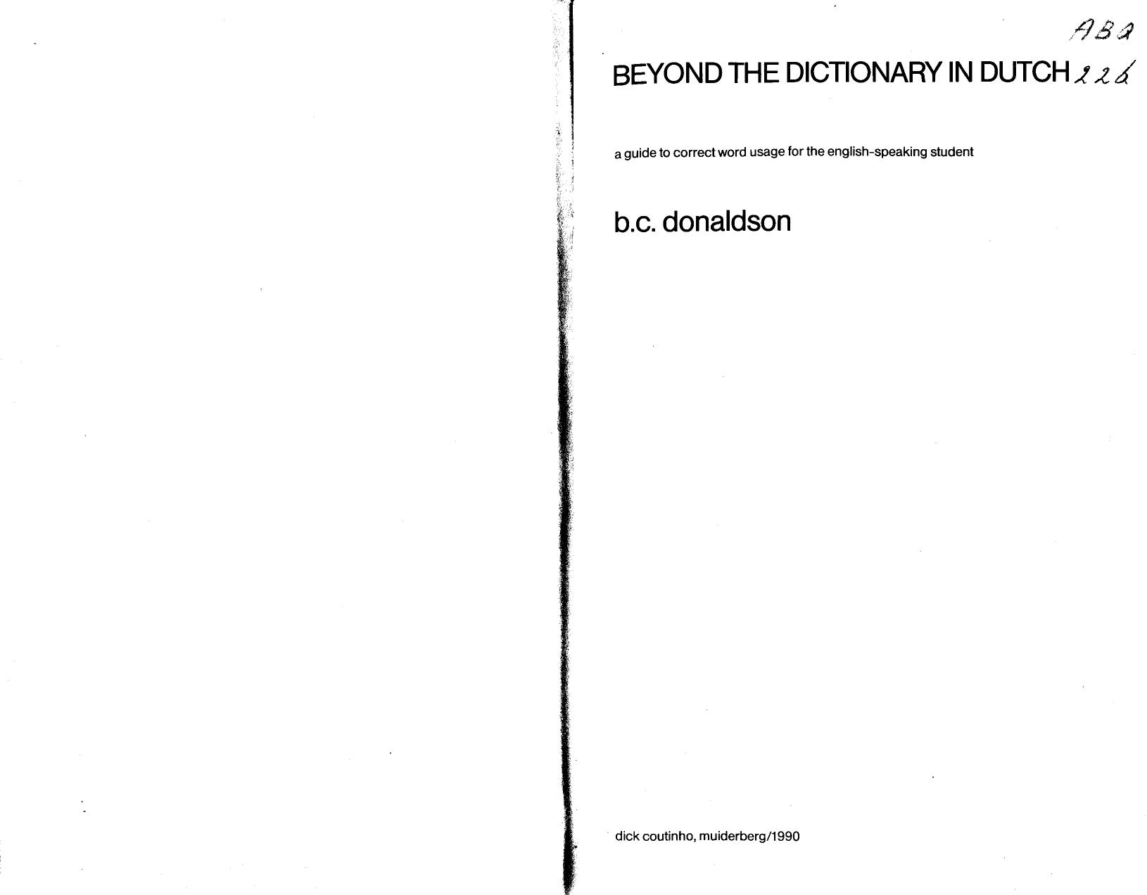21.Beyond the Dictionary in Dutch by Unknown