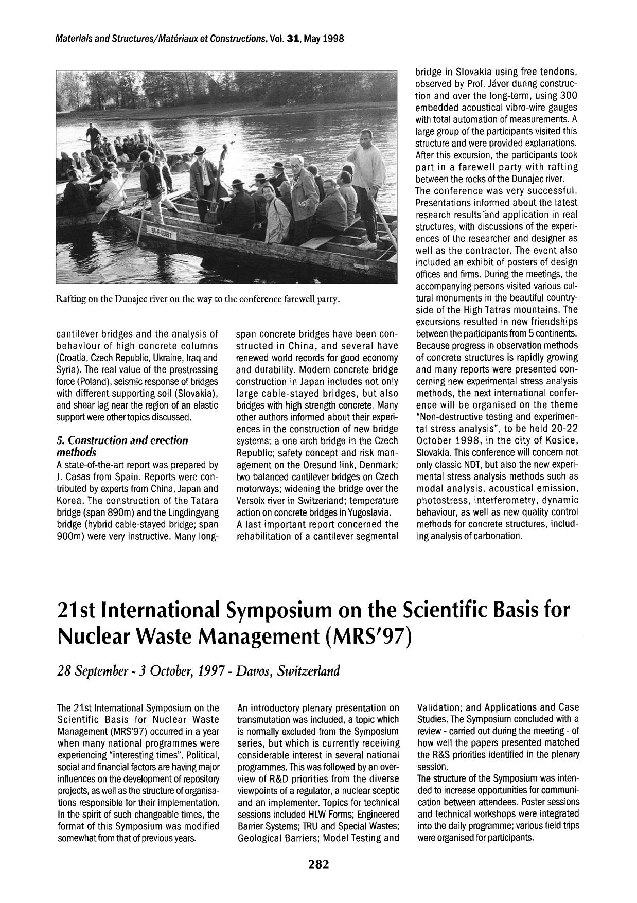 21st International Symposium on the Scientific Basic for Nuclear Waste Management (MRS’97) by Unknown