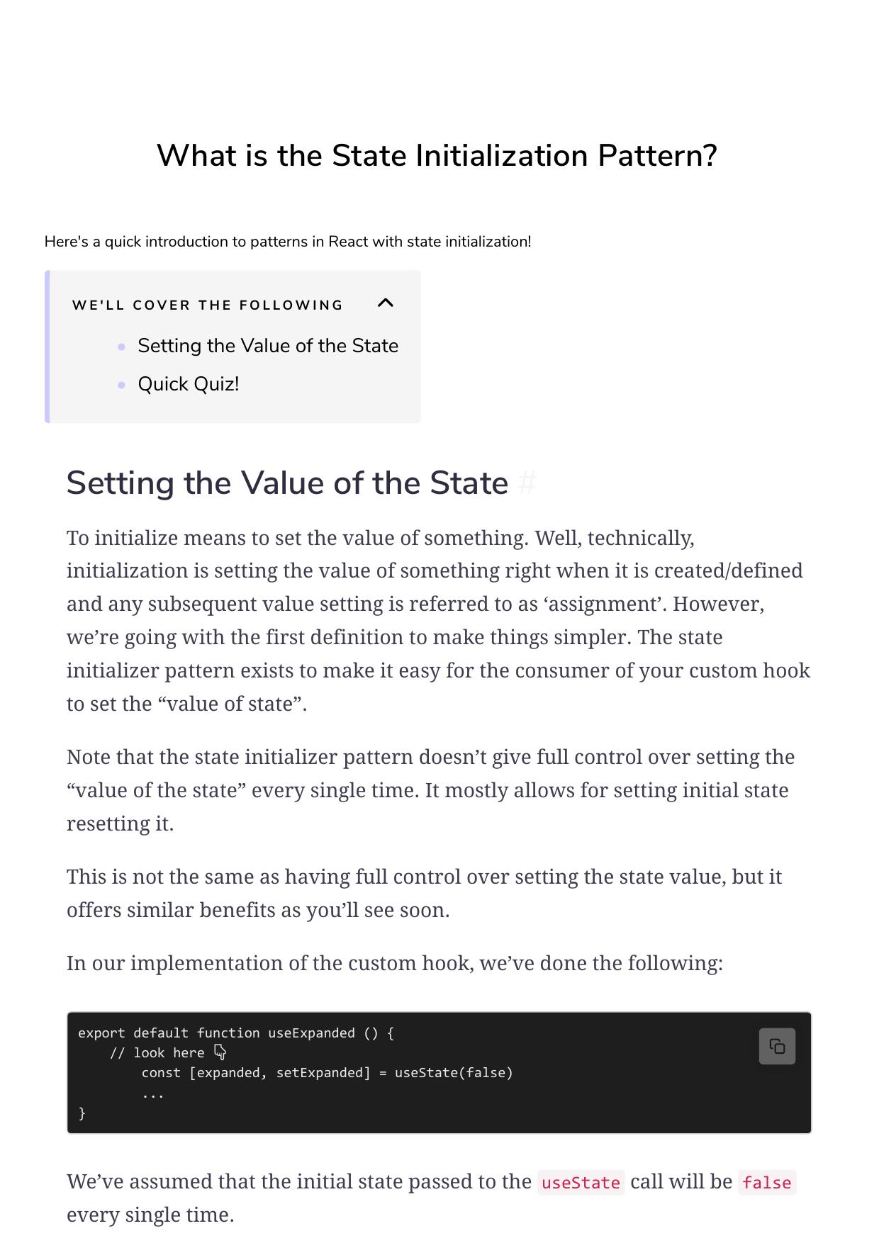 22 What is the State Initialization Pattern by Unknown