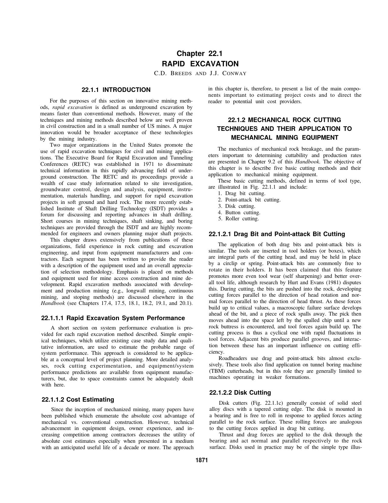 22.1 Rapid Excavation by Society for Mining Metallurgy & Exploration Inc