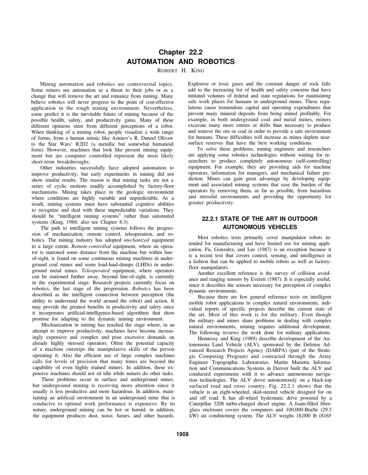 22.2 Automation and Robotics by Society for Mining Metallurgy & Exploration Inc