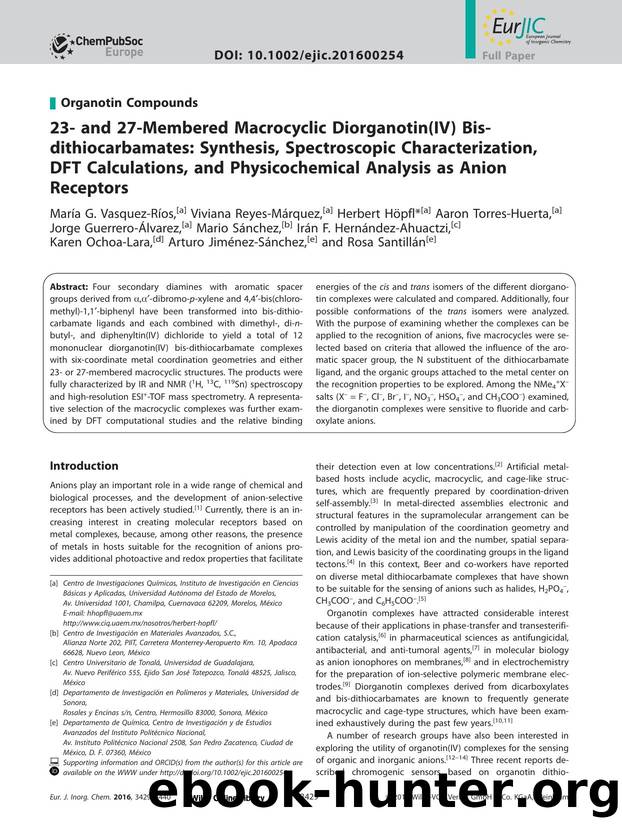 23&#x02010; and 27&#x02010;Membered Macrocyclic Diorganotin(IV) Bis&#x02010;dithiocarbamates: Synthesis, Spectroscopic Characterization, DFT Calculations, and Physicochemical Analy by Unknown
