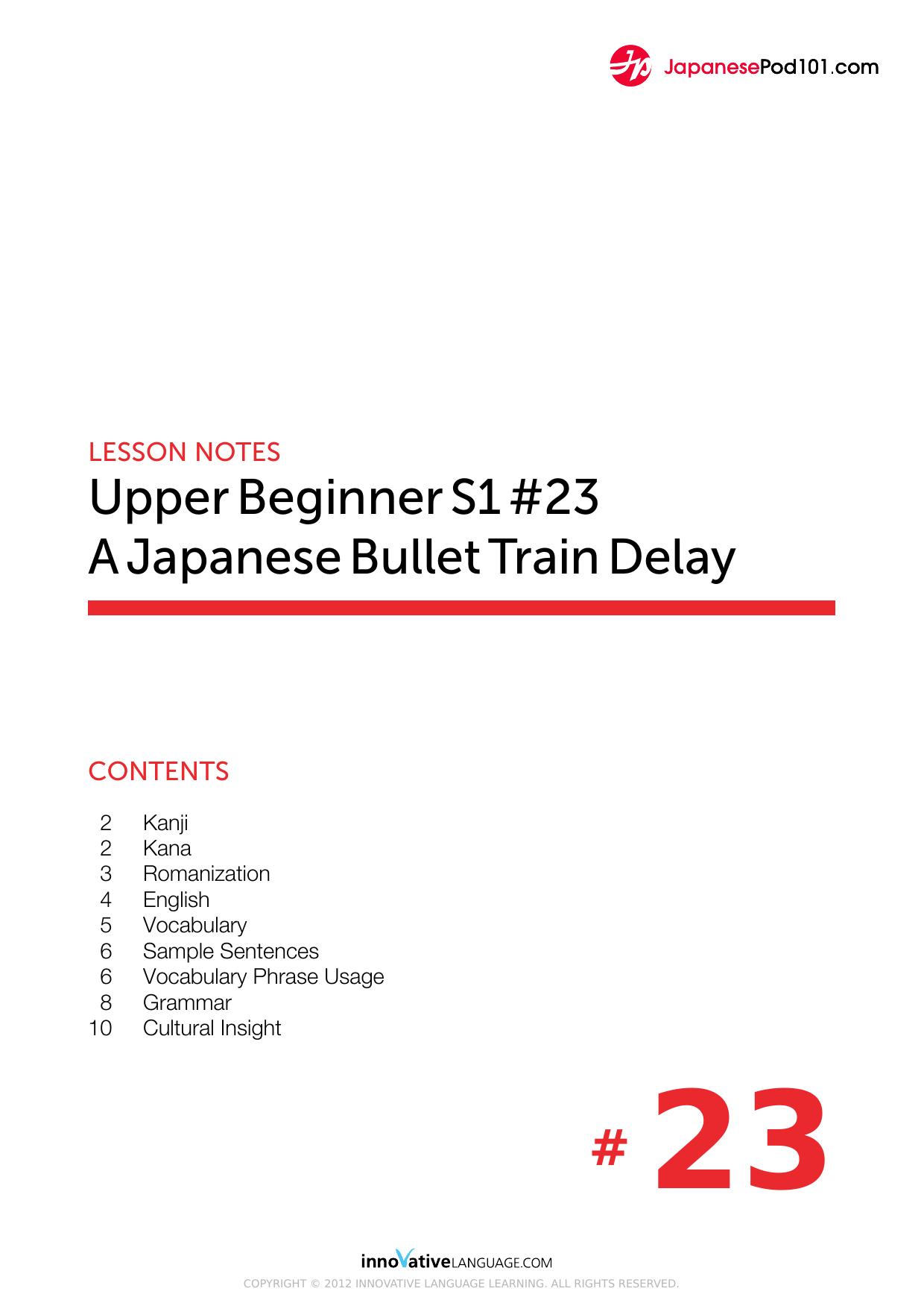 23. A Japanese Bullet Train Delay by Lesson Notes