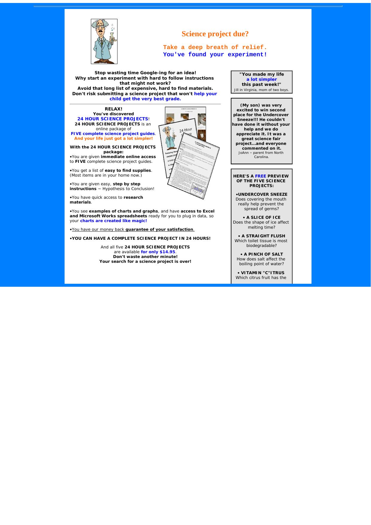 24 Hour Science Projects. by Best of Kuszter's Collection