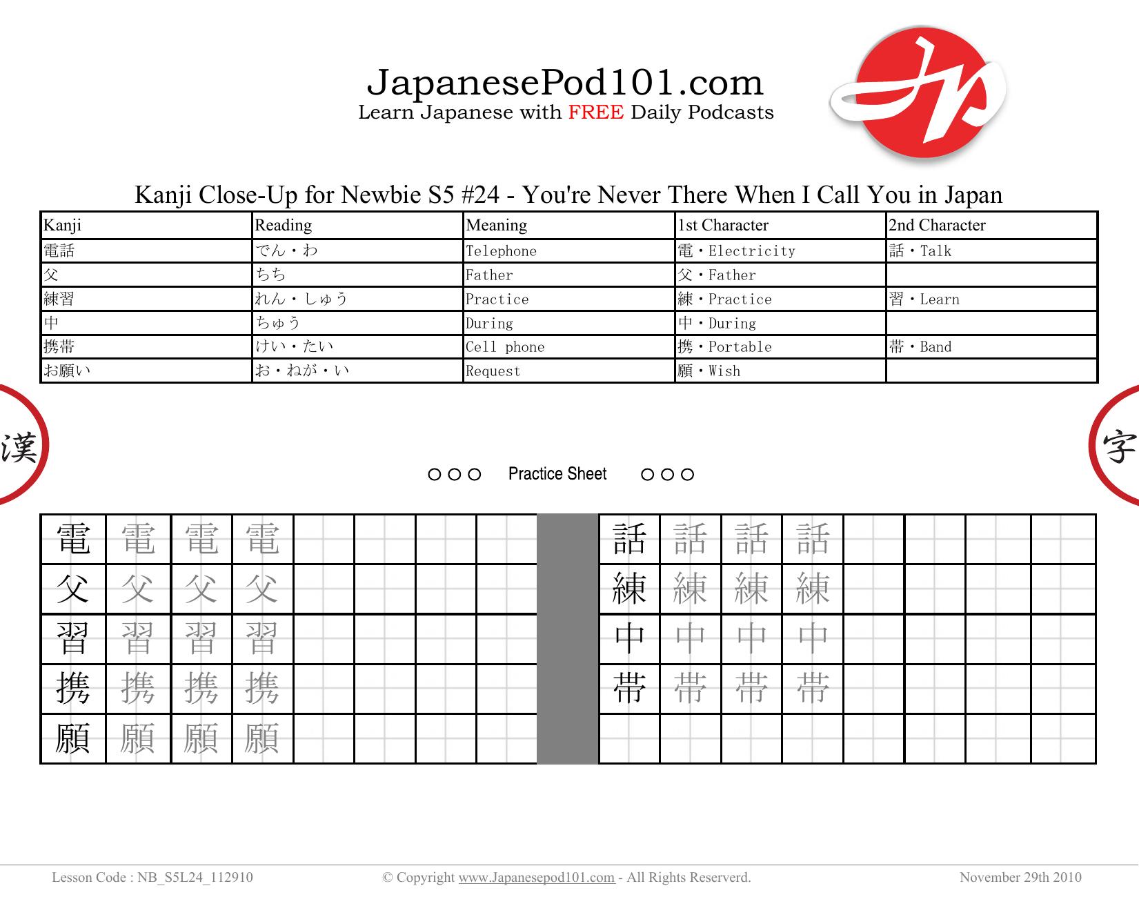 24. You're Never There When I Call You in Japan by Kanji Close-Up