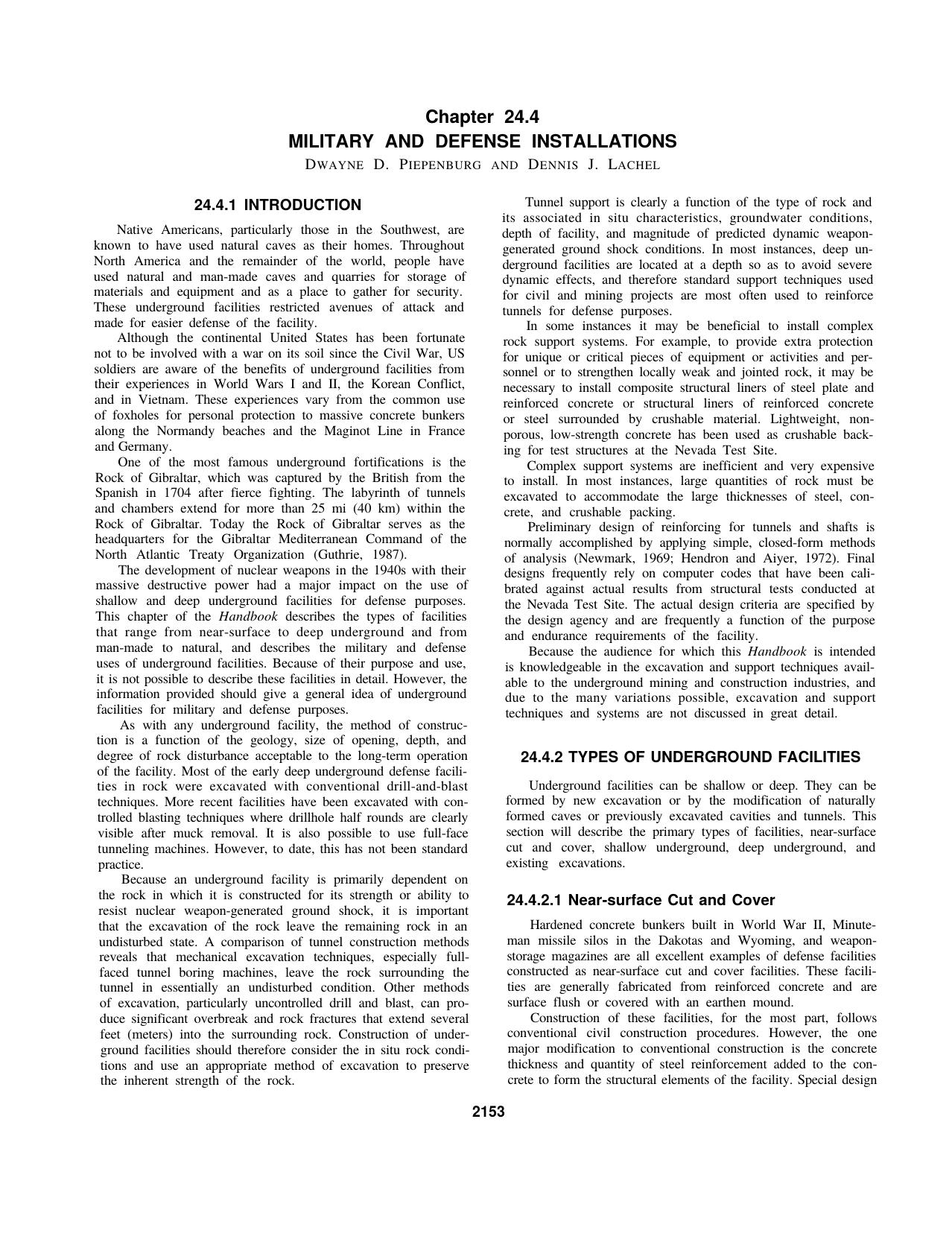 24.4 Military and Defense Installations by Society for Mining Metallurgy & Exploration Inc