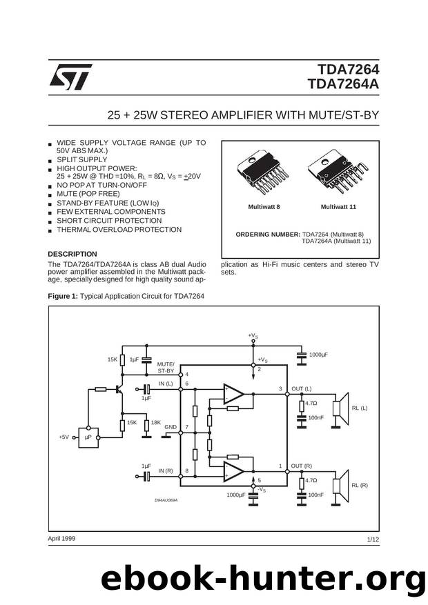 25 + 25W STEREO AMPLIFIER WITH MUTEST-BY by STMicroelectronics