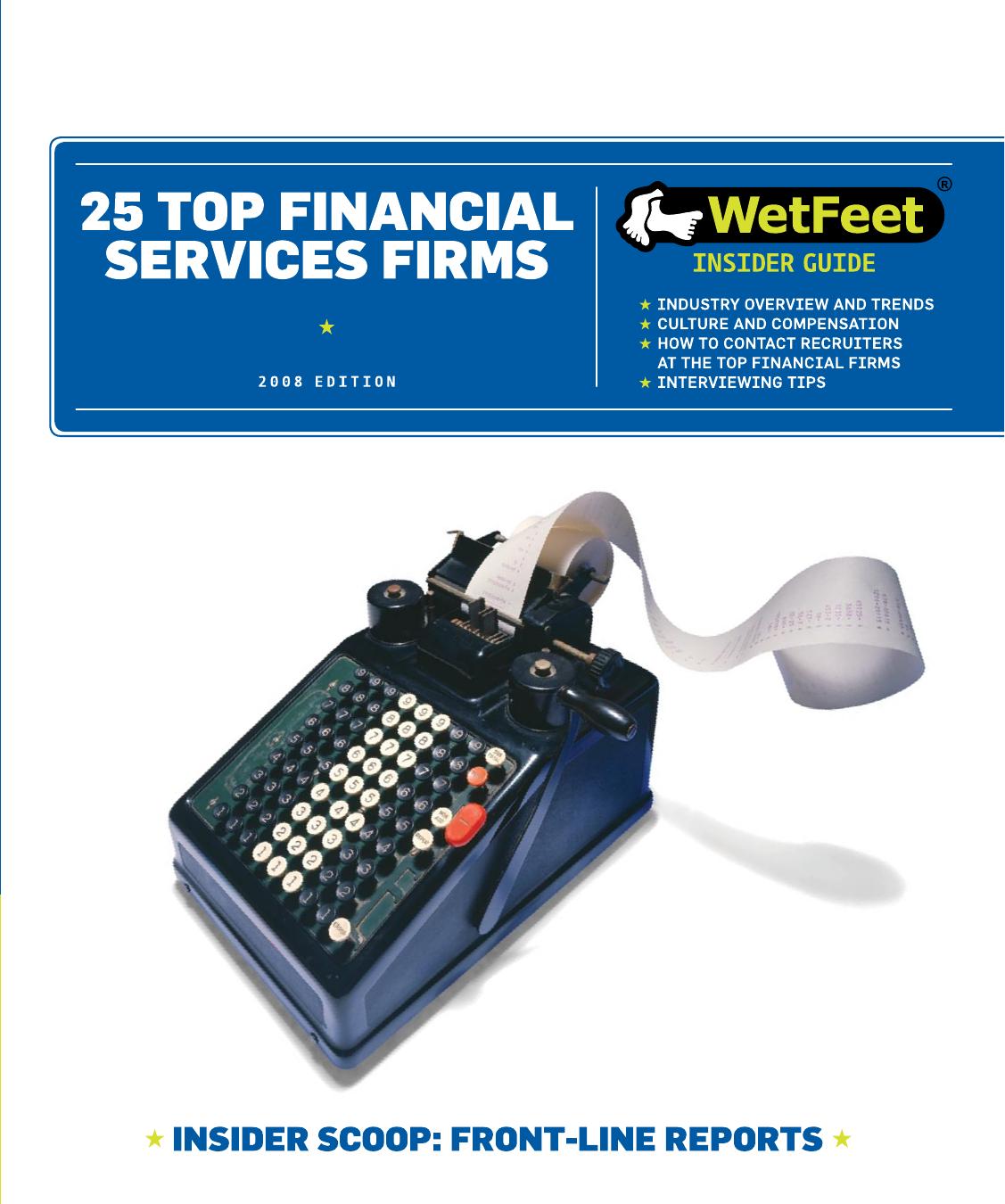25 Top Financial Services Firms by WetFeet
