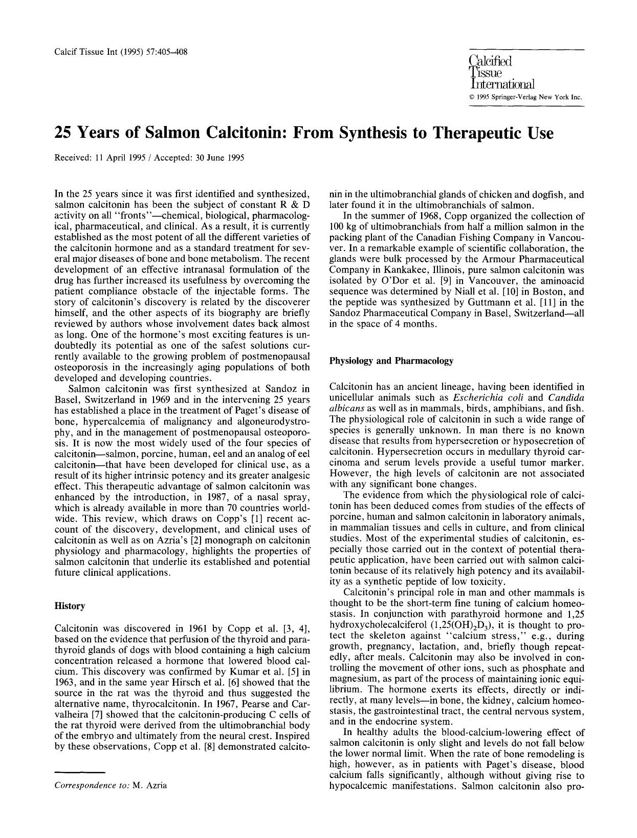 25 Years of salmon calcitonin: From synthesis to therapeutic use by Unknown
