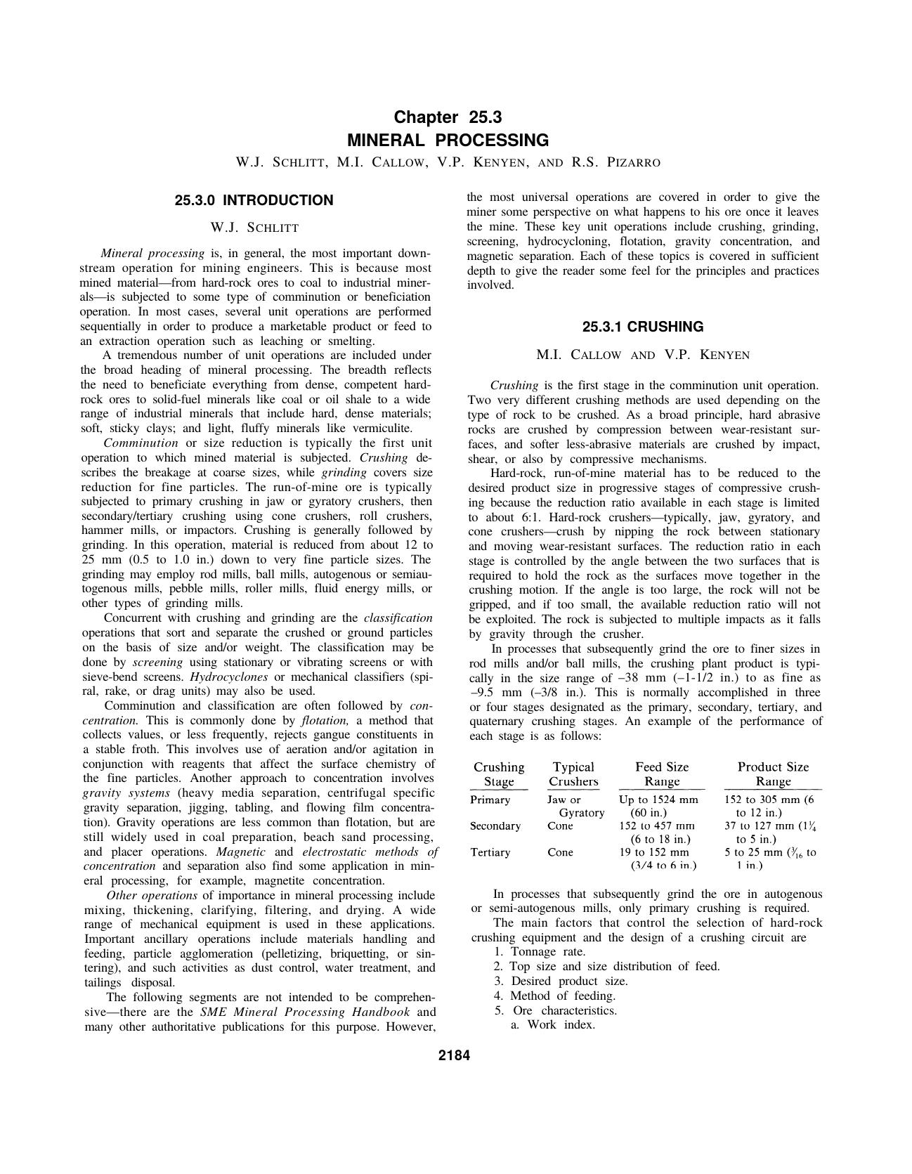 25.3 Mineral Processing - 1 of 3 by Society for Mining Metallurgy & Exploration Inc