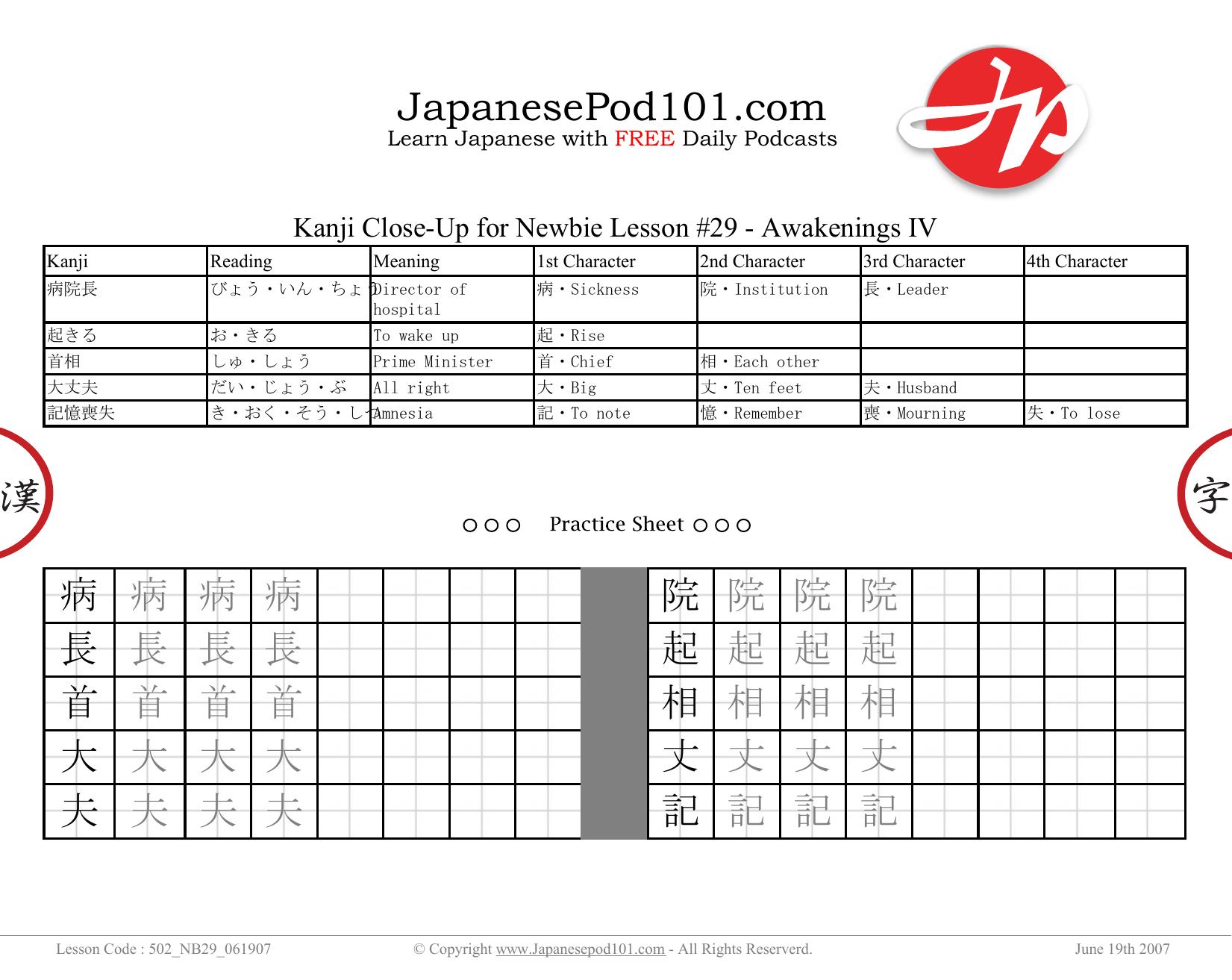 26. Japanese Action by Kanji Close-Up
