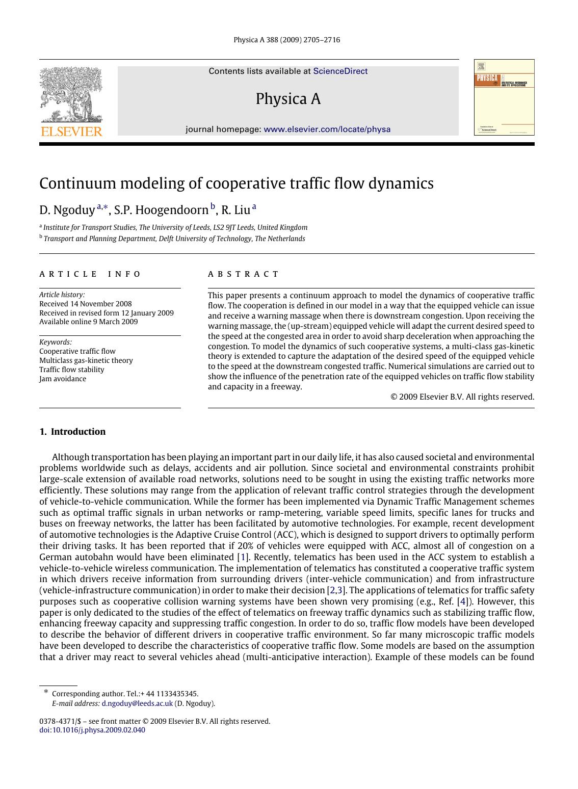 2705-2716 by D. Ngoduy; S.P. Hoogendoorn; R. Liu