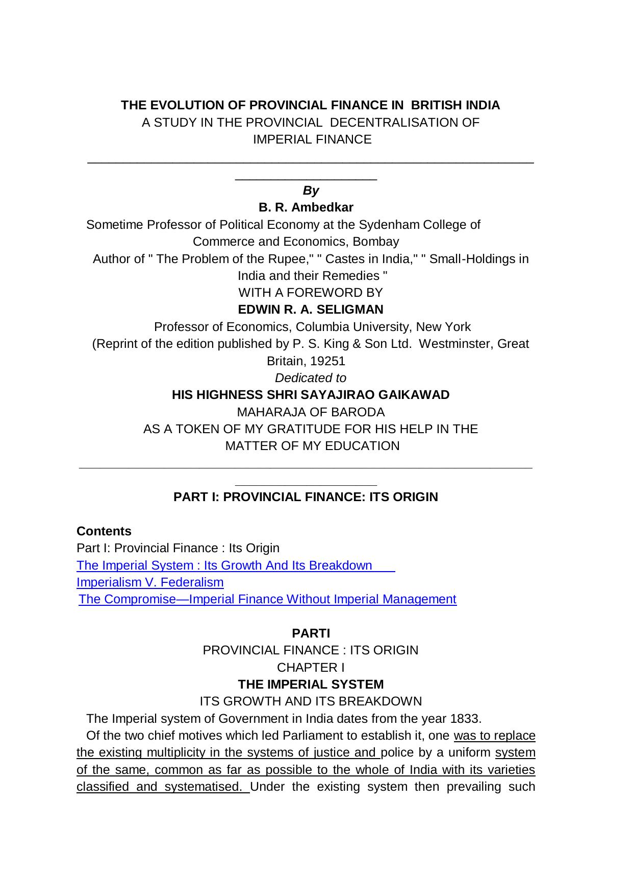 27A. Evolution of Provincial Finance in British India PARTI by ajay singh