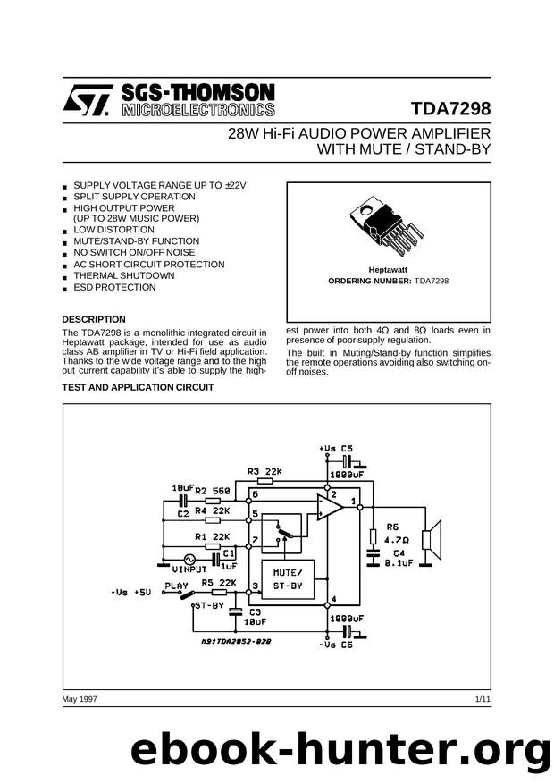 28W HI-FI AUDIO POWER AMPLIFIER WITH MUTESTAND-BY by SGS-THOMSON Microelectronics