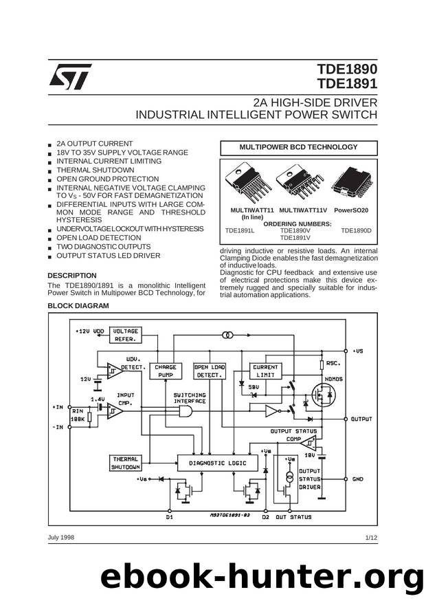 2A HIGH-SIDE DRIVER INDUSTRIAL INTELLIGENT POWER SWITCH by STMicroelectronics