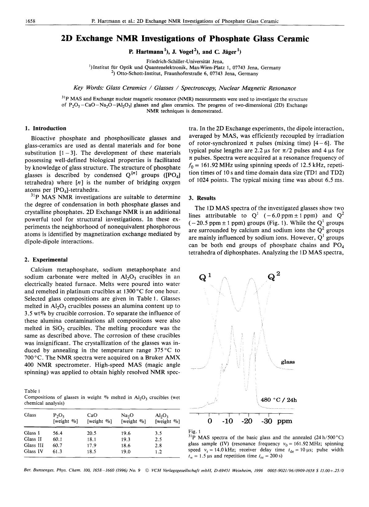 2D exchange NMR investigations of phosphate glass ceramic by Unknown