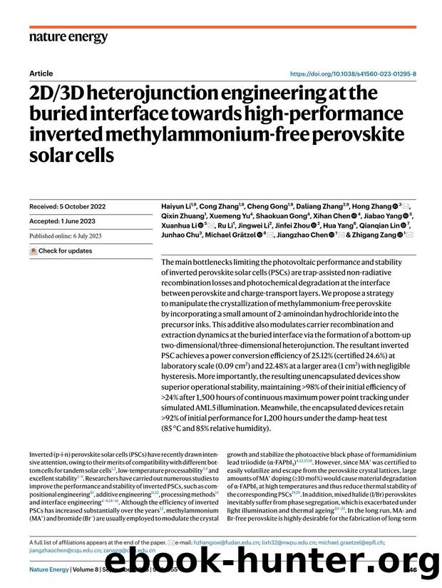 2D3D heterojunction engineering at the buried interface towards high-performance inverted methylammonium-free perovskite solar cells by unknow