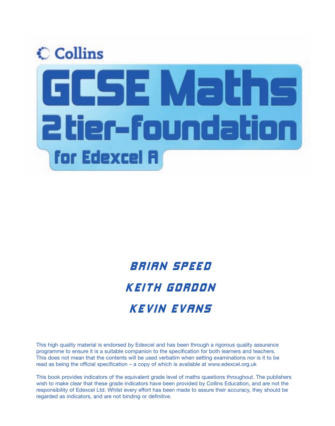 2tier-foundation for Edexcel A by Brian Speed Keith Gordon Kevin Evans