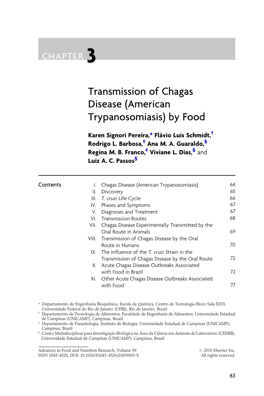 3 - Transmission of Chagas Disease (American Trypanosomiasis) by Food by unknow