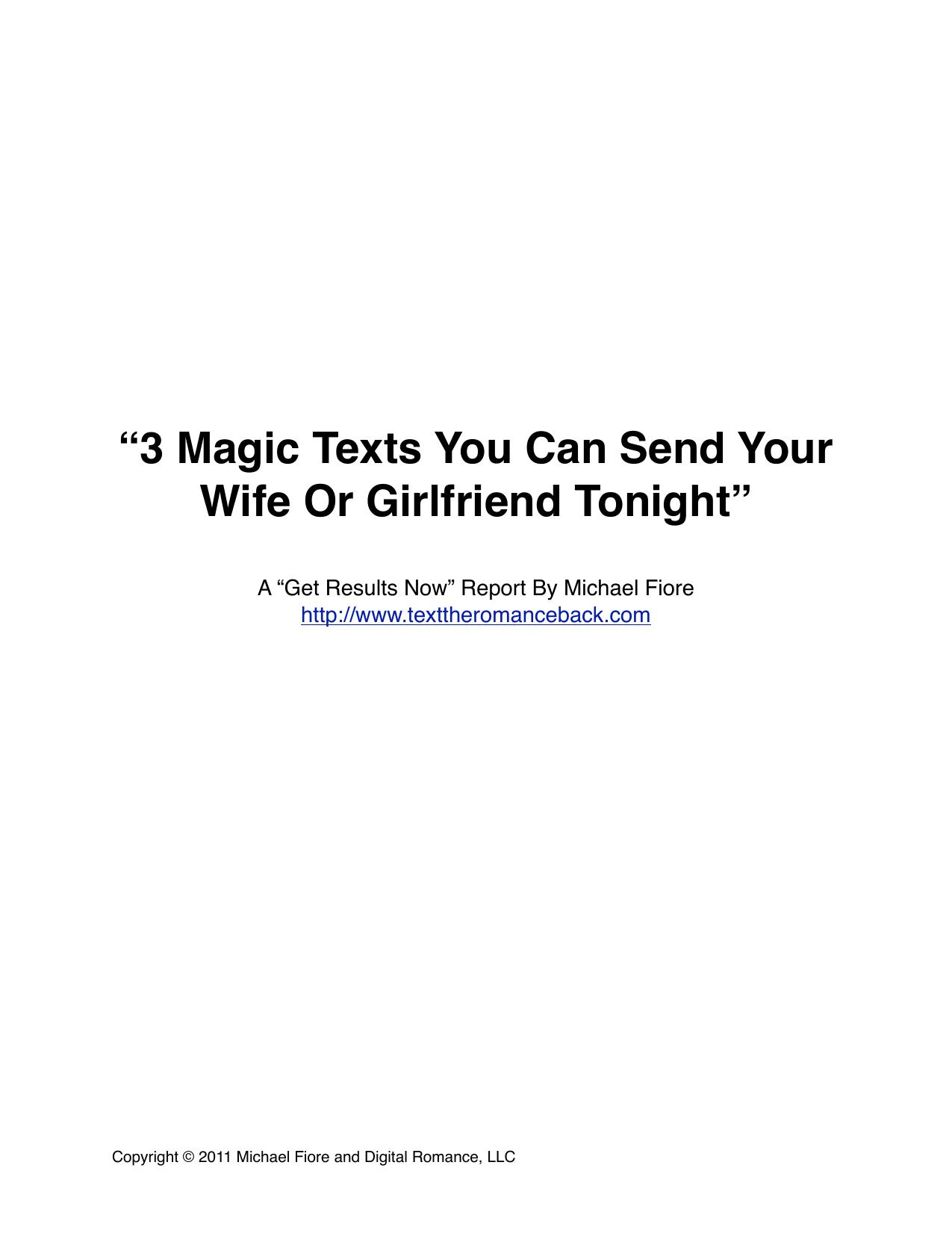 3 Magic Texts You Can Send Your Wife Or Girlfriend Tonight by Fiore M