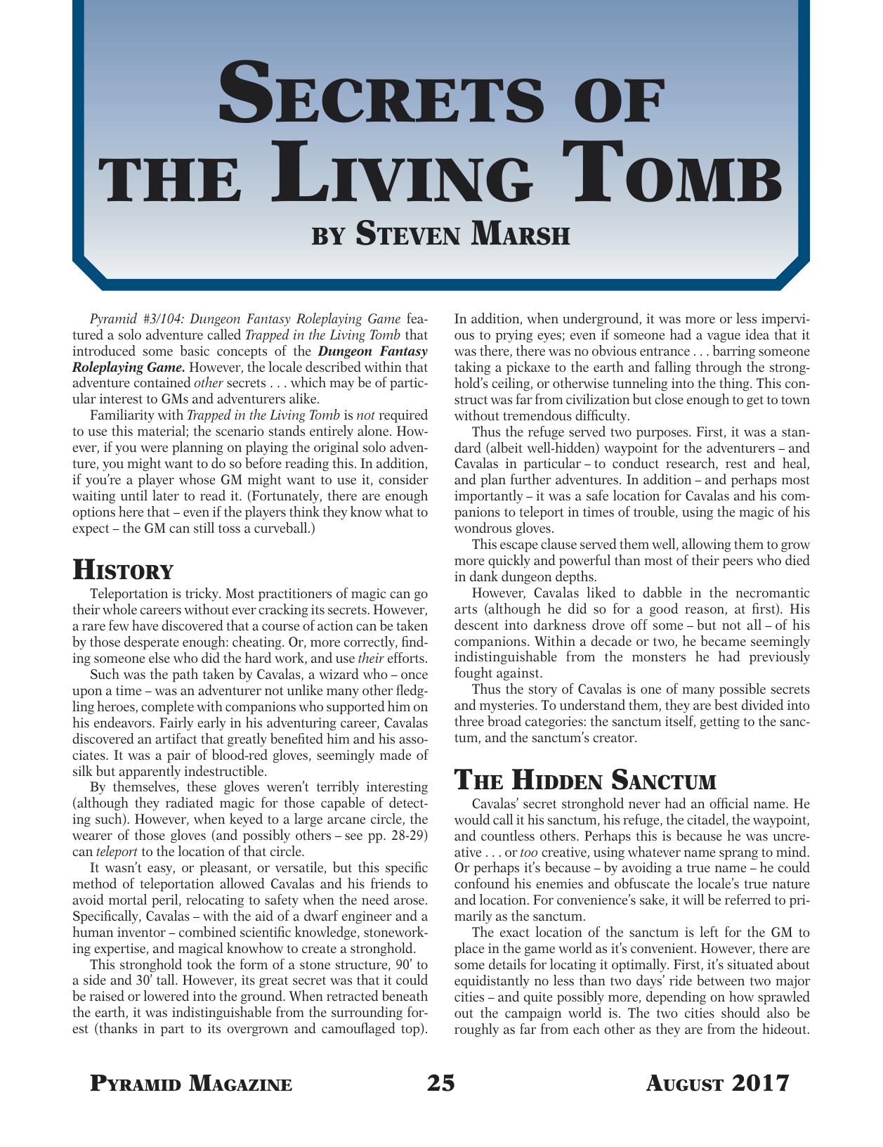 3-106 - ADVENTURE by Secrets of the Living Tomb