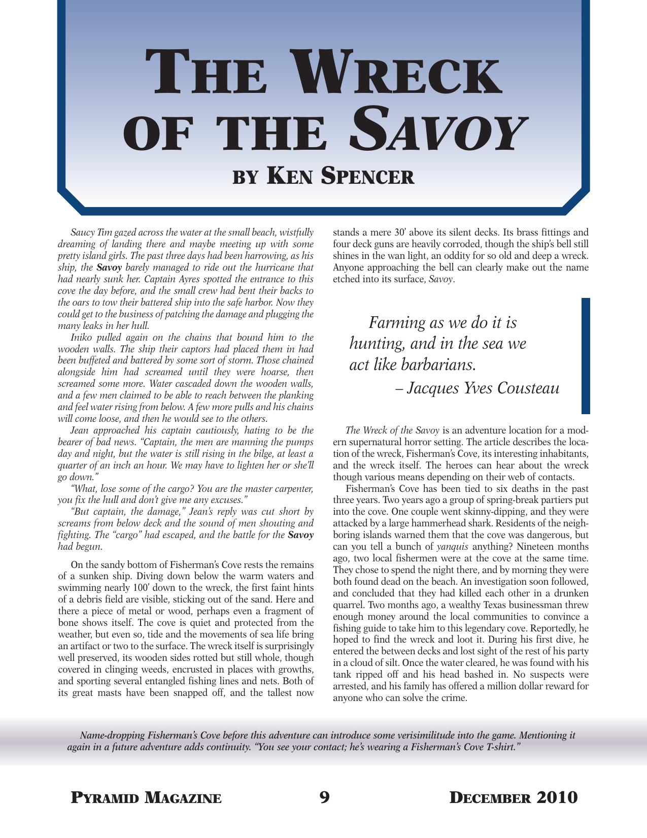 3-26 - ADVENTURE by The Wreck of the Savoy