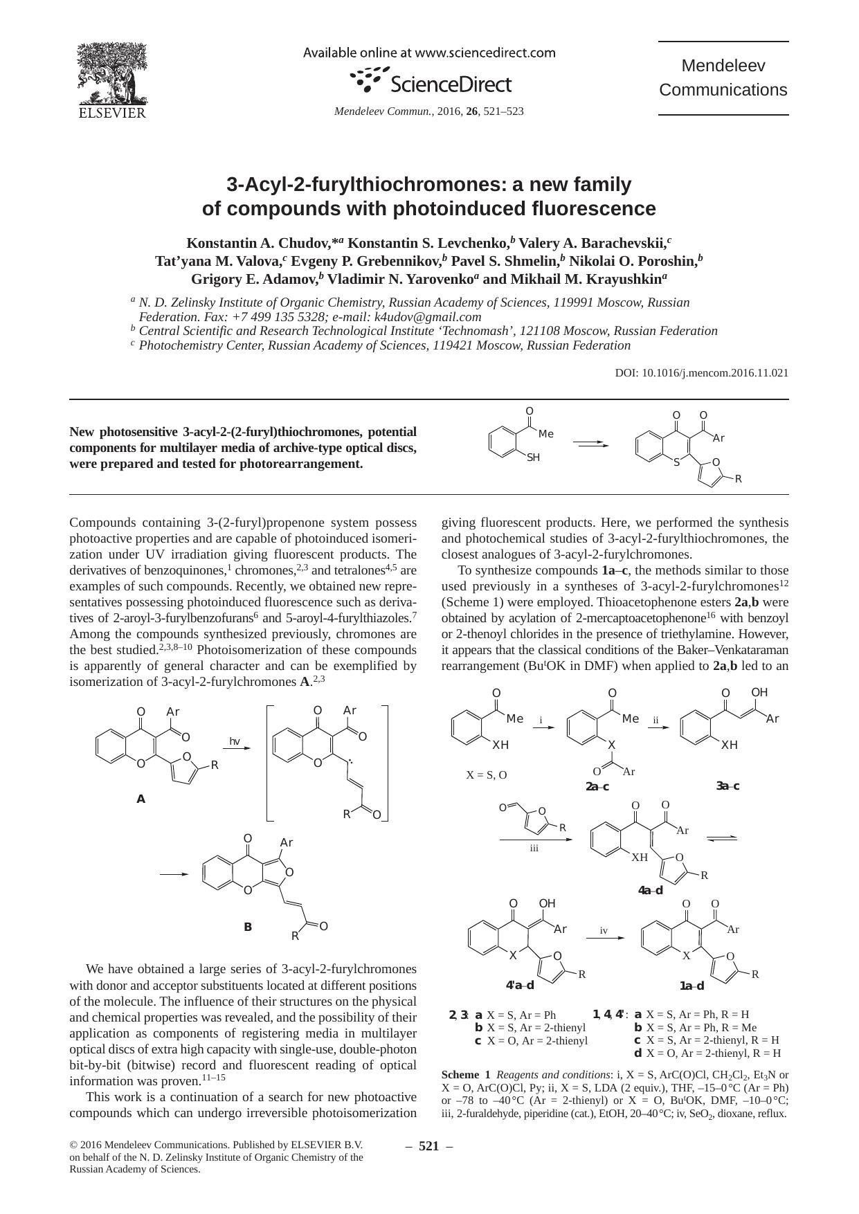 3-Acyl-2-furylthiochromones: a new family of compounds with photoinduced fluorescence by unknow